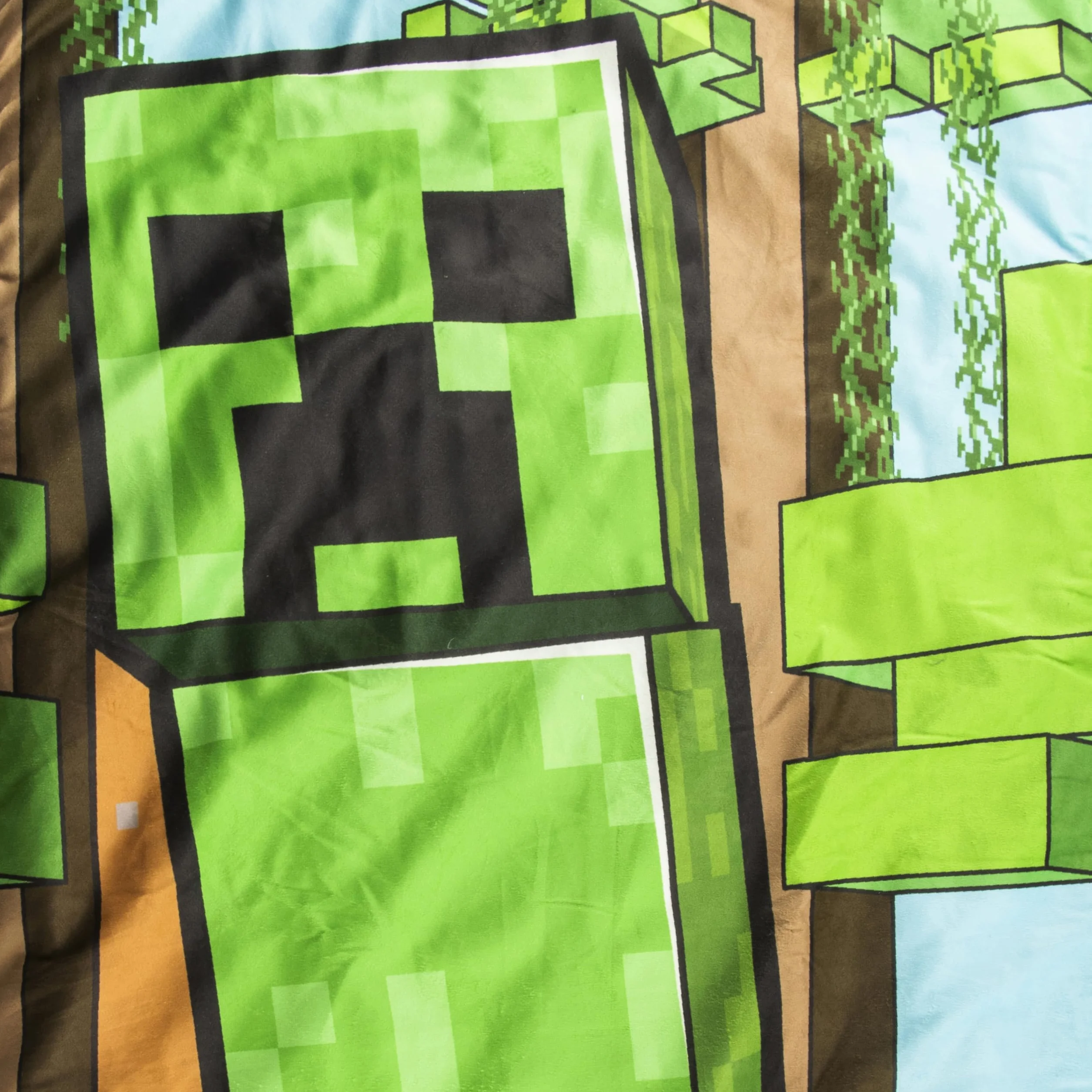 Set de 2 con Almohada y Manta de Creeper de Minecraft, Suave Saco de Dormir Infantil con Bolsa y Almohada, para Fiestas de Pijamas, Viajes y acampadas