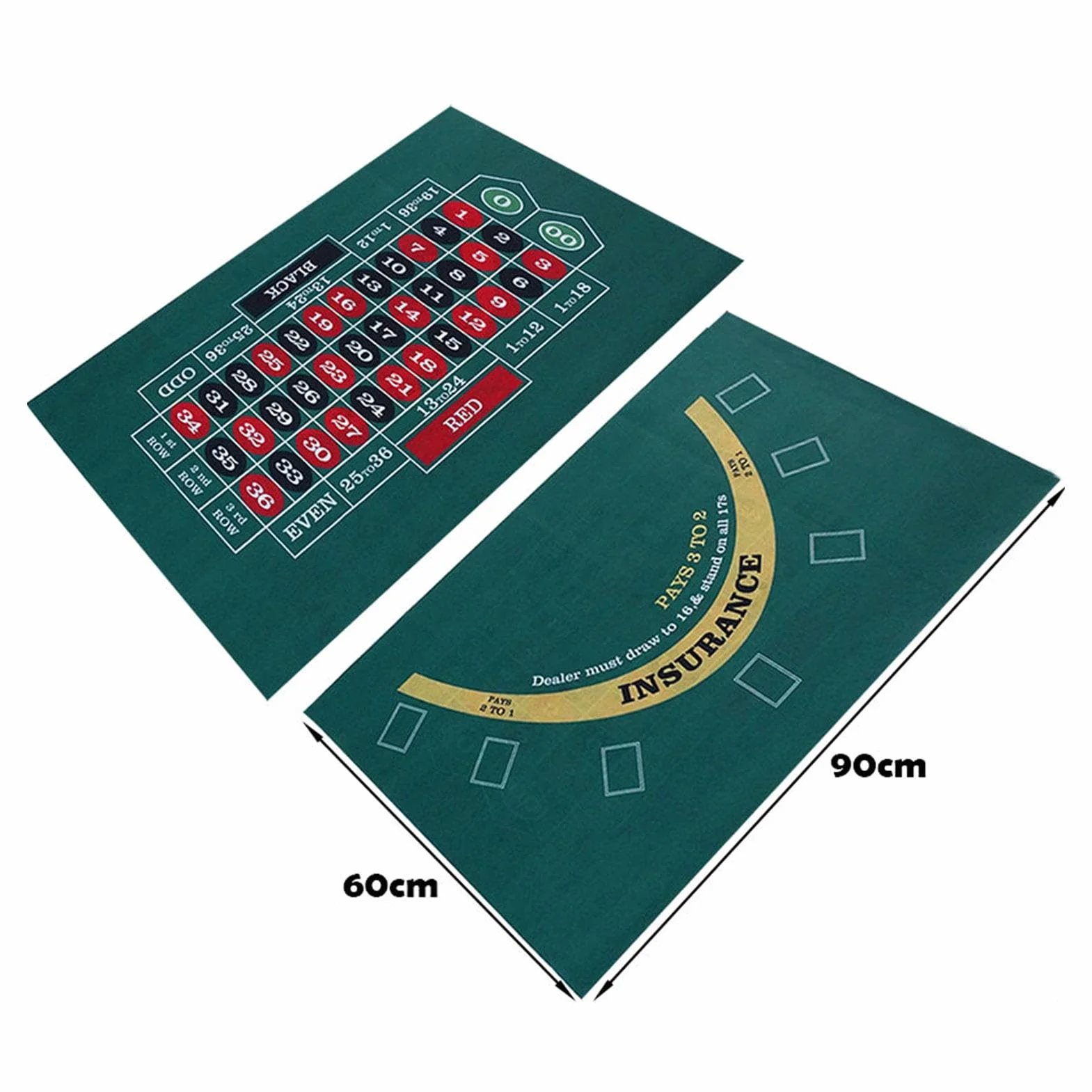 Alfombrilla de de Doble Cara, Mesa de Dados y Fieltro de para Blackjack, tapete Enrollable para Mesa de Ruleta de para Mesa de café y Blackjack (23,62 x 35,43 Pulgadas)