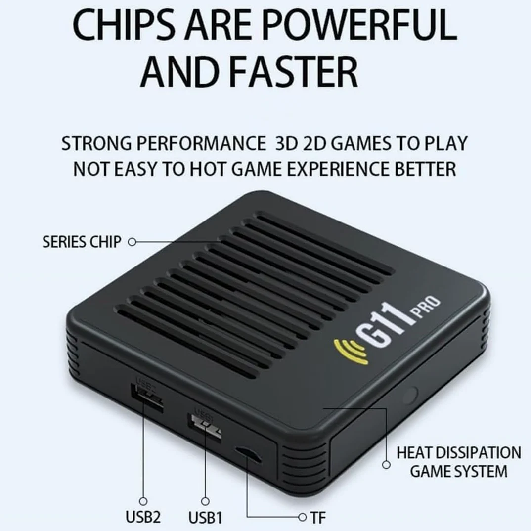 G11 Pro Game Box, All8bit G11 Pro 100000 Games, 2.4G Wireless Dual Controller, 100,000 Retro Games, Plug and Play Video Games, Comes with 4 Wireless Dual Controllers (256G（4 Handles）)