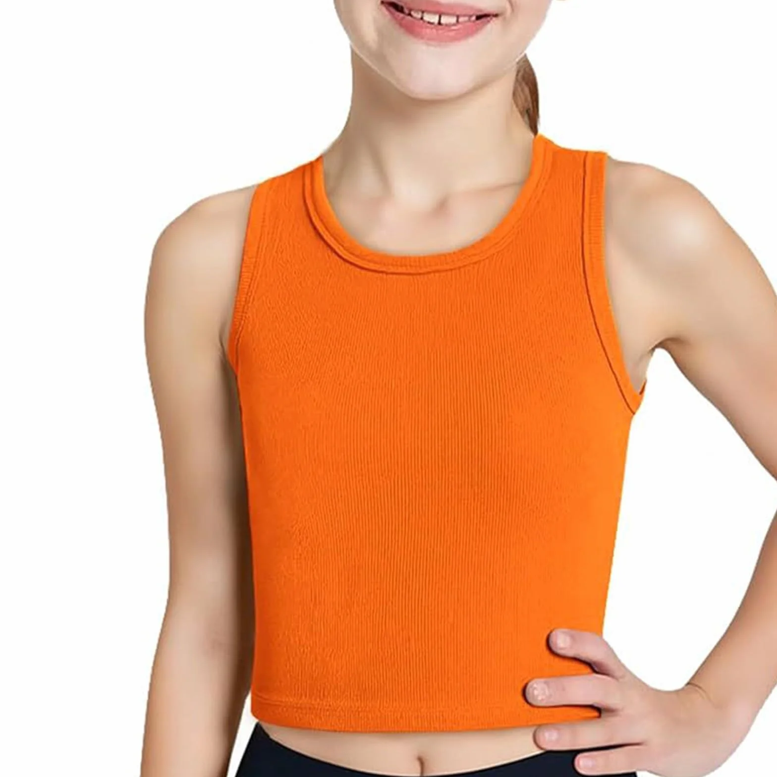 Camiseta sin mangas cuello redondo para niñas adolescentes baile hip hop ropa atlética