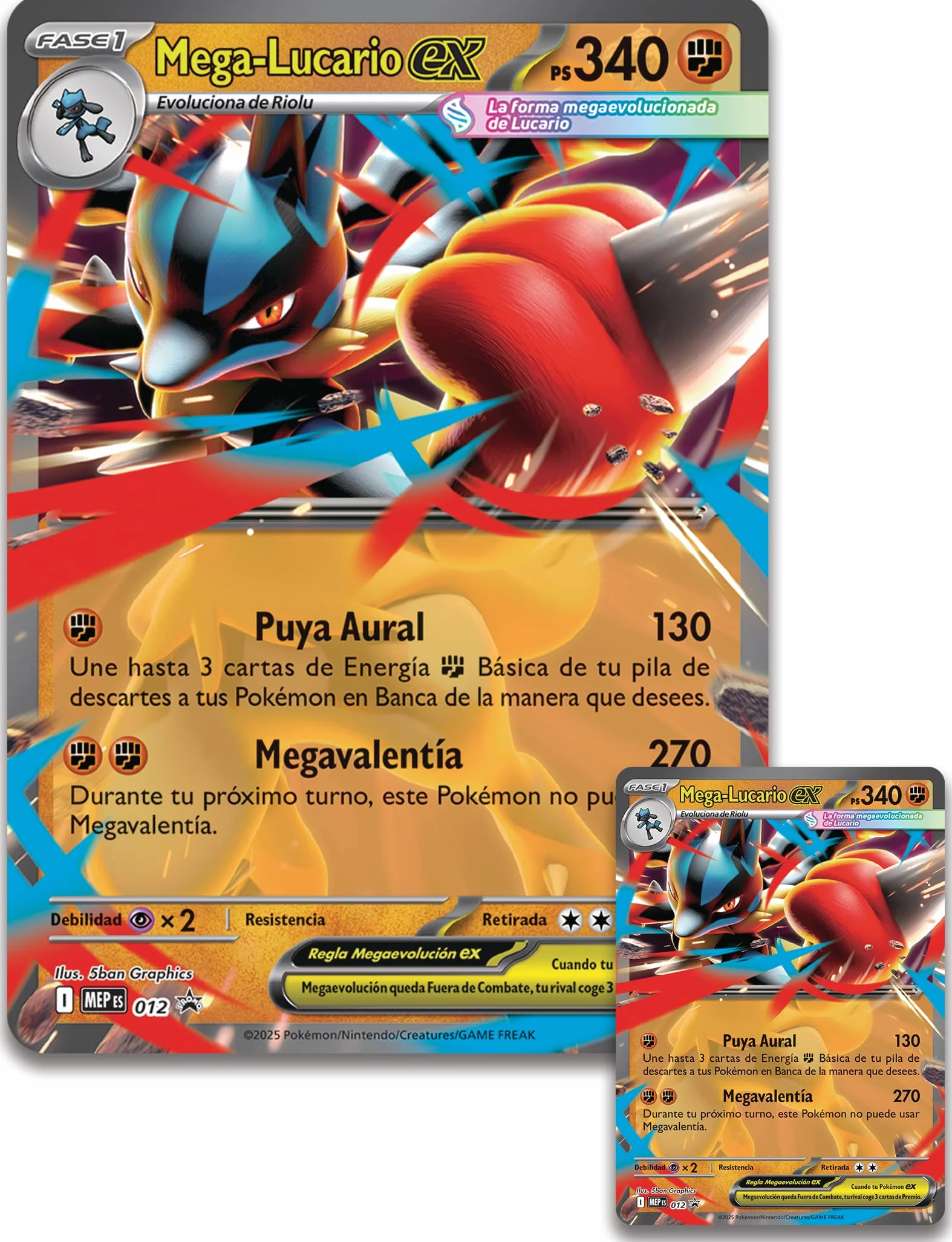 Pokémon JCC Colección Figura Mega-Lucario ex Carta Holográfica Sobres Mejora