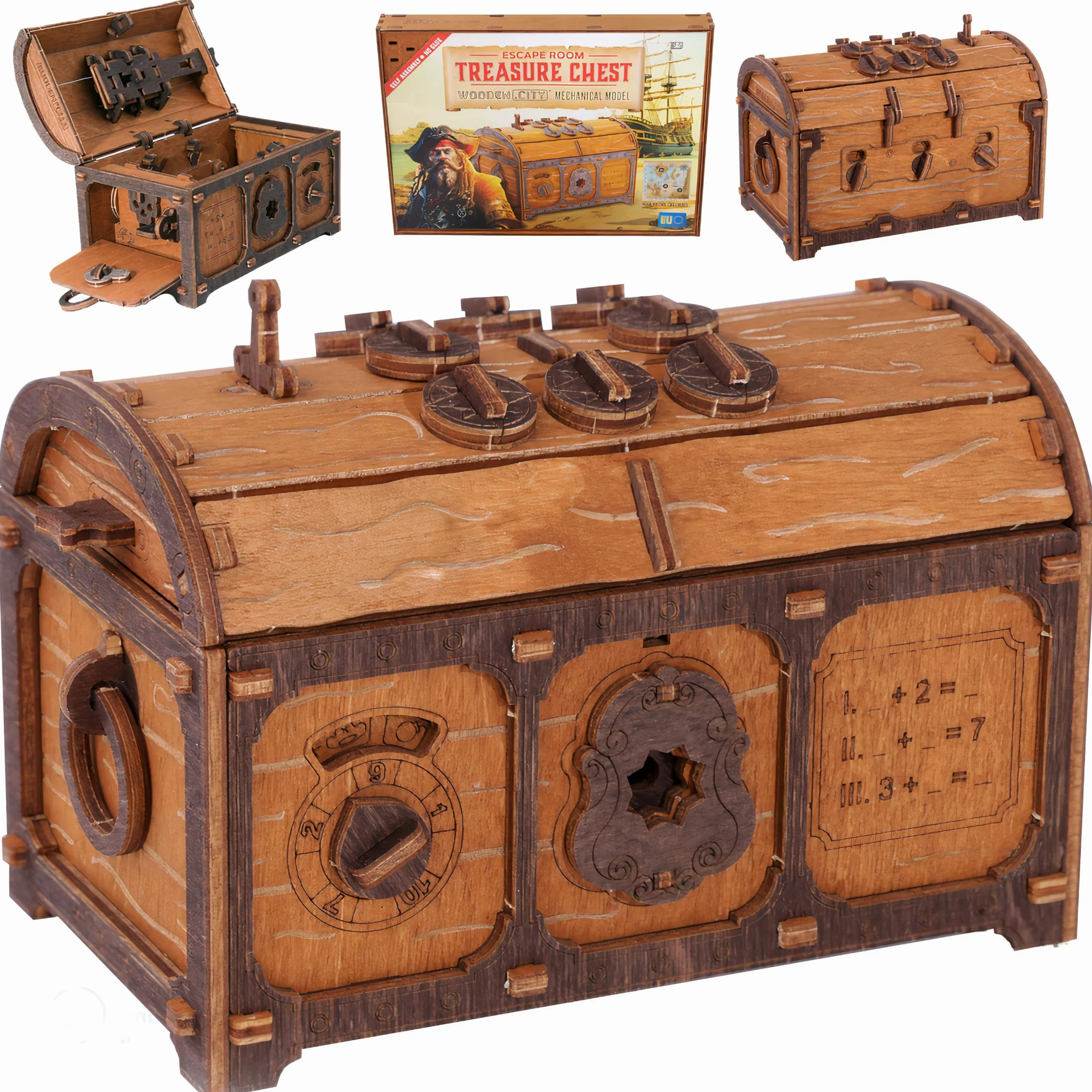 WOODEN.CITY Treasure Chest 3D Puzzle Box Escape Room Secret Mystery Box Original Gift Adults Kids