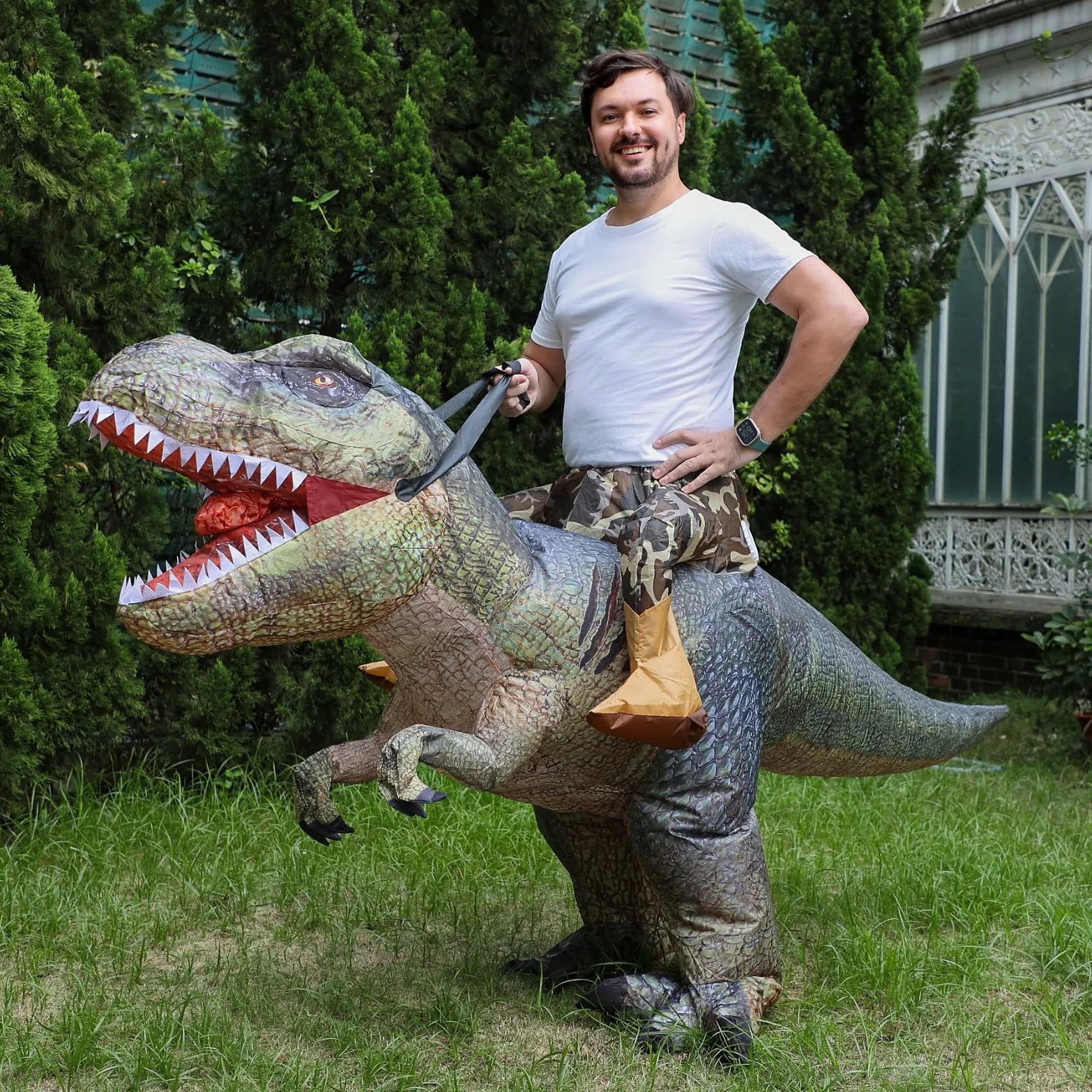 LMYOVE Disfraz inflable de dinosaurio de Halloween para adultos, divertido disfraz de Halloween para mujeres y hombres (pilas no incluidas)
