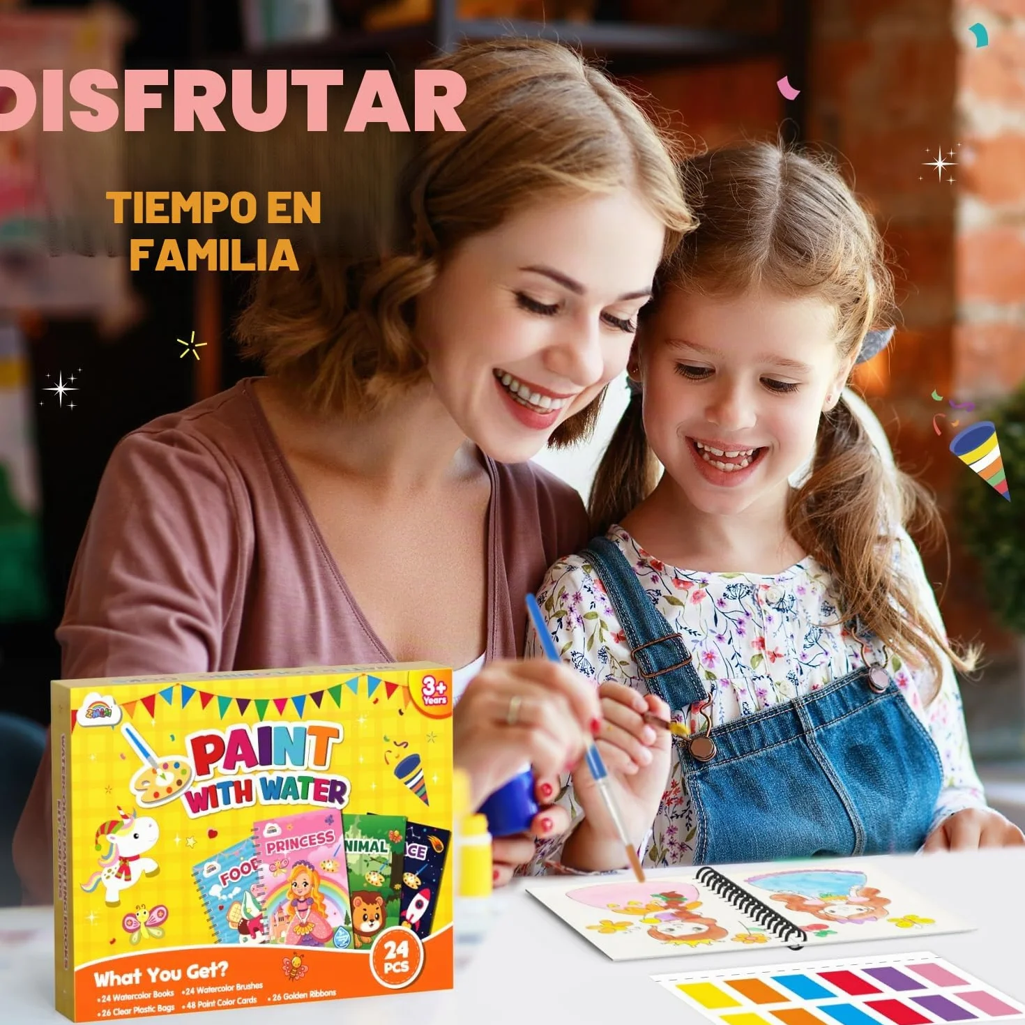 ZMLM Libros de Colorear con Agua para Detalles Cumpleaños niños, Regalos Cumpleaños Colegio invitados Juguetes, Livros de colorir infantis Manualidades Niños para 3 a 9 Años(24 Clásico)
