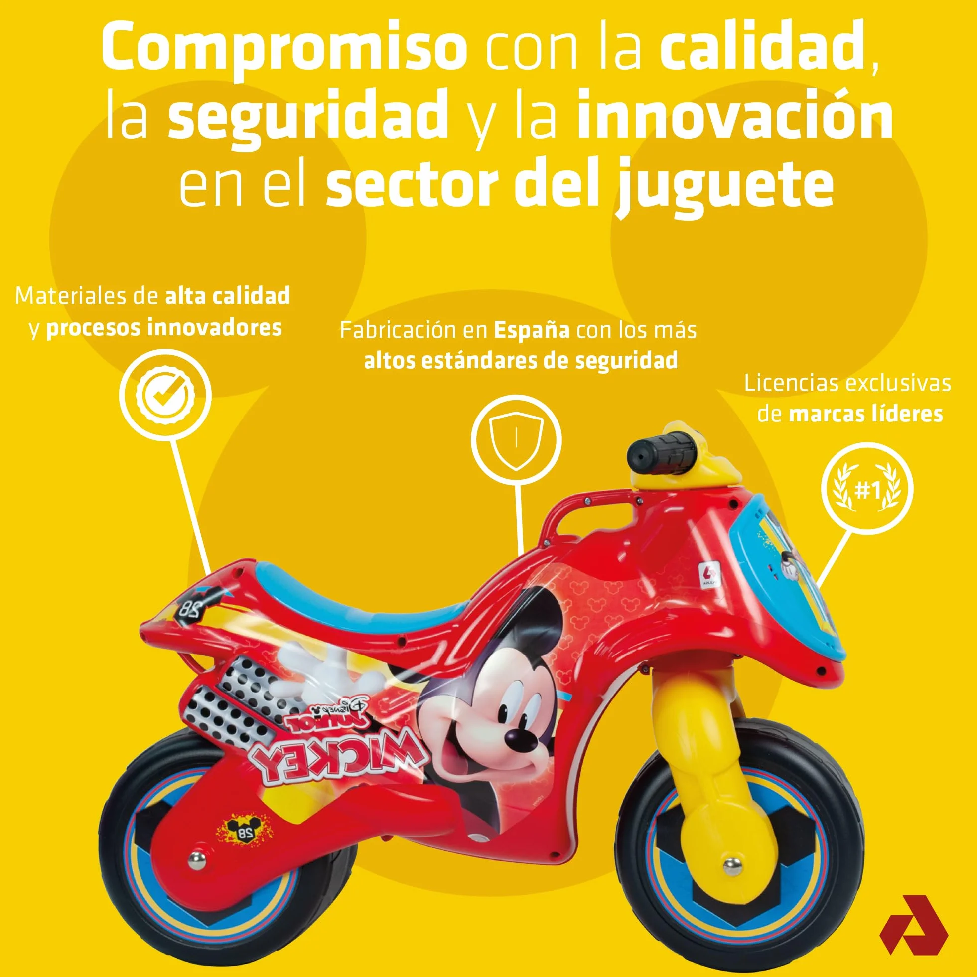 Correpasillos para Niños 1 Año 2 Años 3 Años Neox Mickey Mouse - Moto Correpasillos para Bebé - Moto Juguete de Equilibrio para Niño y Niña - Ruedas Anchas + Ergonómica + Transporte Fácil - INJUSA