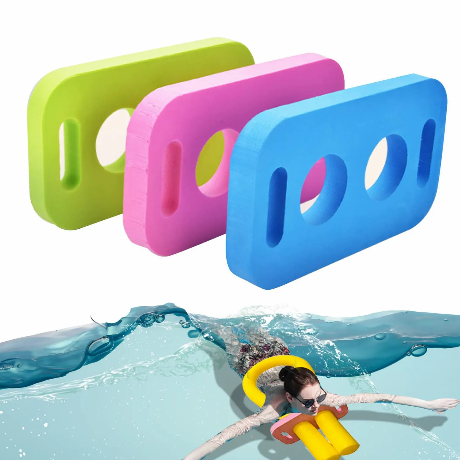 Conector de Fideos para Piscina, 3 Piezas, 2 Orificios, 3 Colores, conexión para Fideos de natación