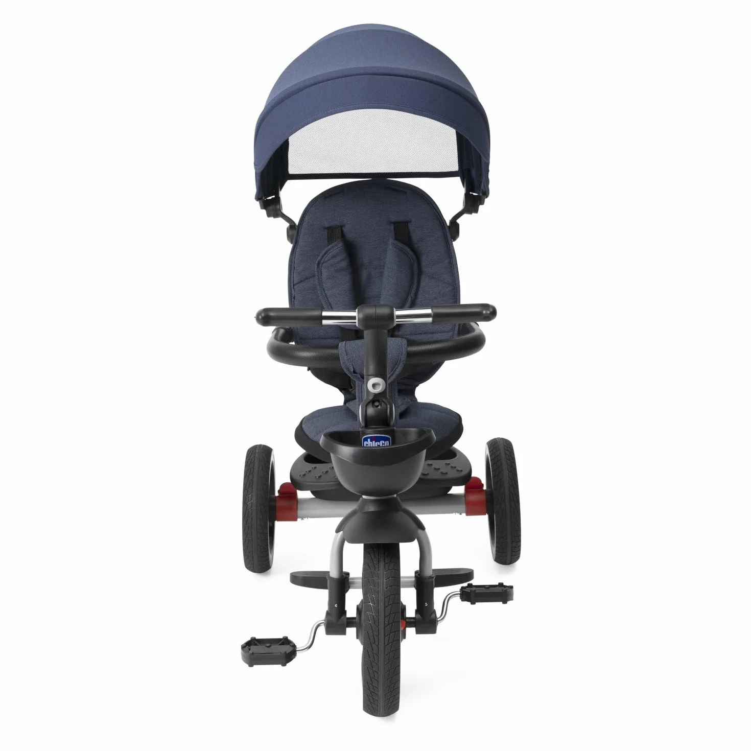 Chicco, 4in1 Trike Triciclo con Estructura de Metal, Ruedas Goma EVA, Cinturón de 4 Puntos, Manillar Telescópico y Capota Desmontable, Cochecito con Asiento Reversible, Cesta, Juguete 6 Meses - 5 Años