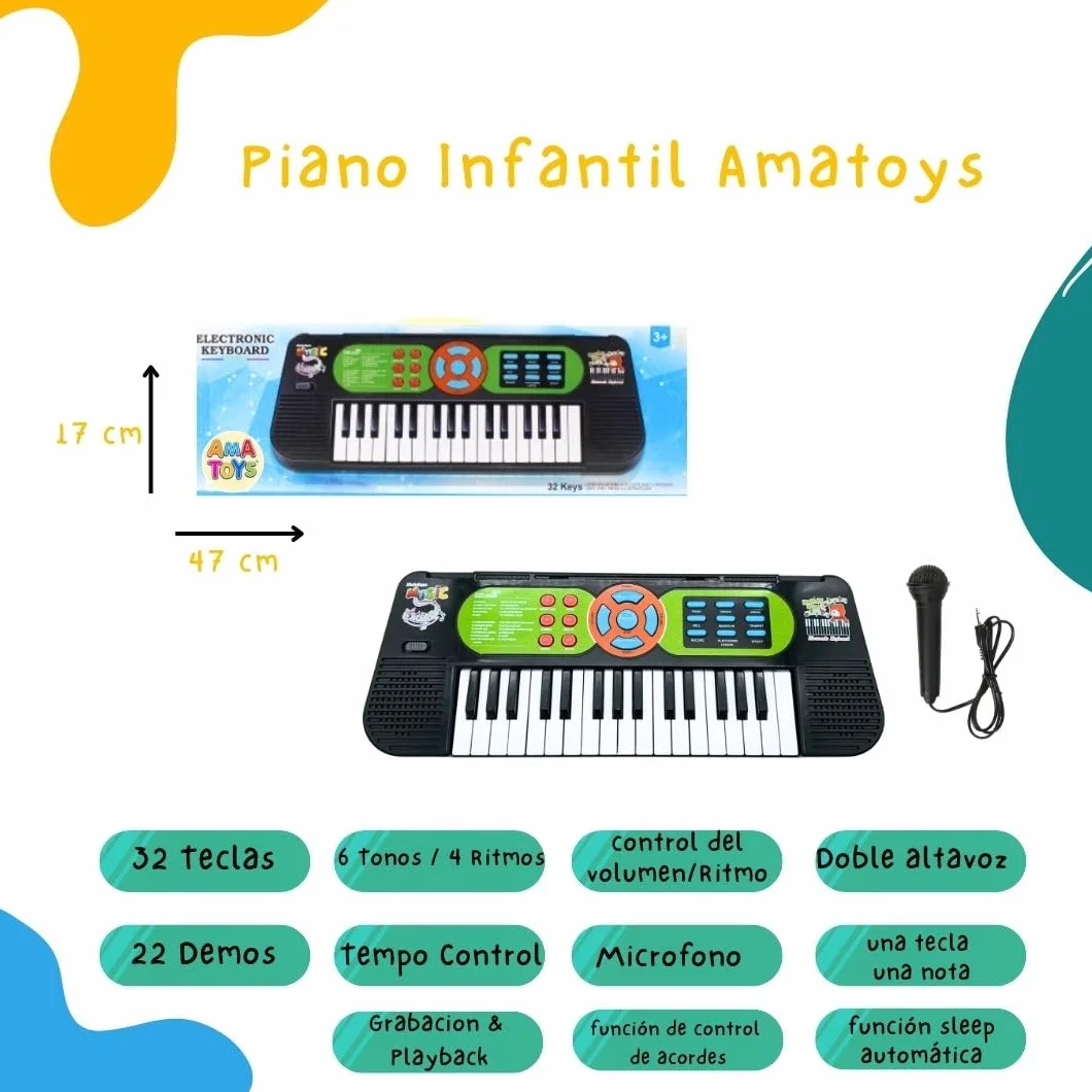 Teclado Piano Infantil - Microfono Portatil - Teclado Musical Infantil - Organo Electronico - Organo Juguete - Organo Electronico Infantil - Piano Electrico Niños - Niños Niña 3 4 5 6 7 Años