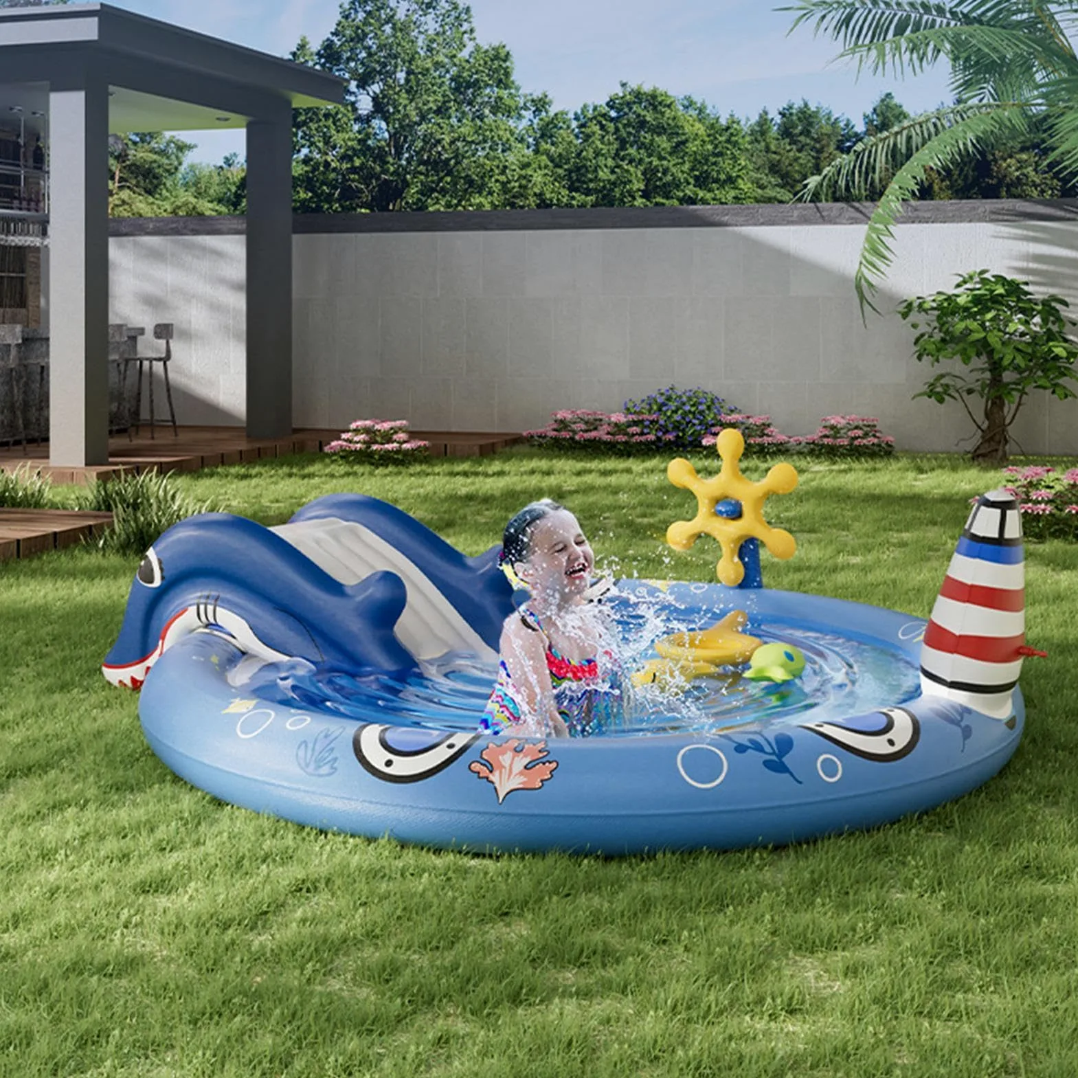 Piscina Hinchable Infantil Divertida colchoneta Inflable | juegos al aire libre para niños Para jugar con agua en verano al aire libre jardín patio terraza parque casa vacaciones