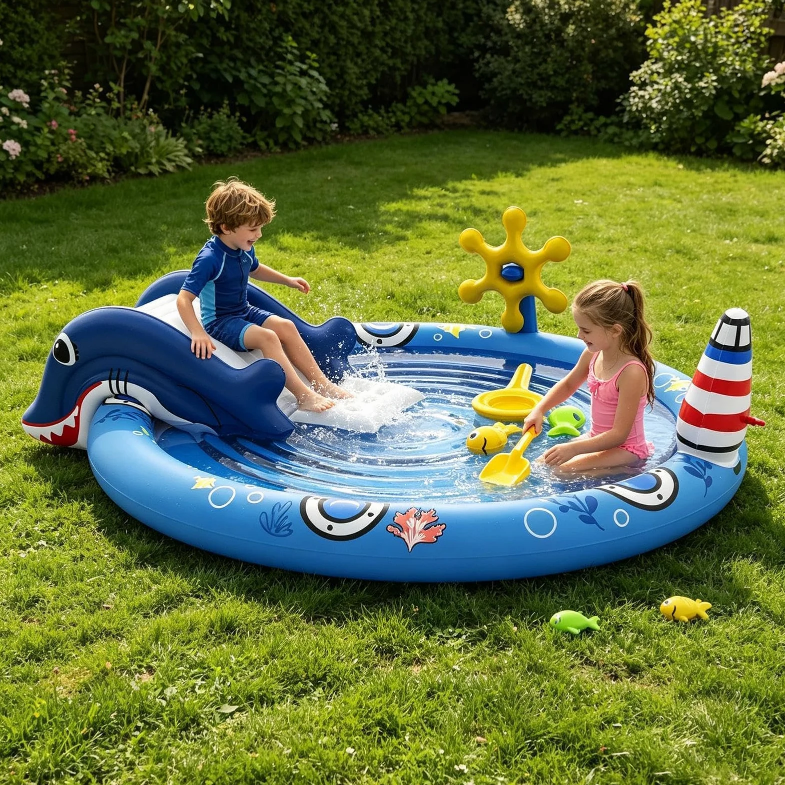 Piscina Hinchable Infantil Juguetes hinchables y Divertidos | Piscina de natación infantil para natación al aire libre en exterior jardín patio césped terraza porche parque parque