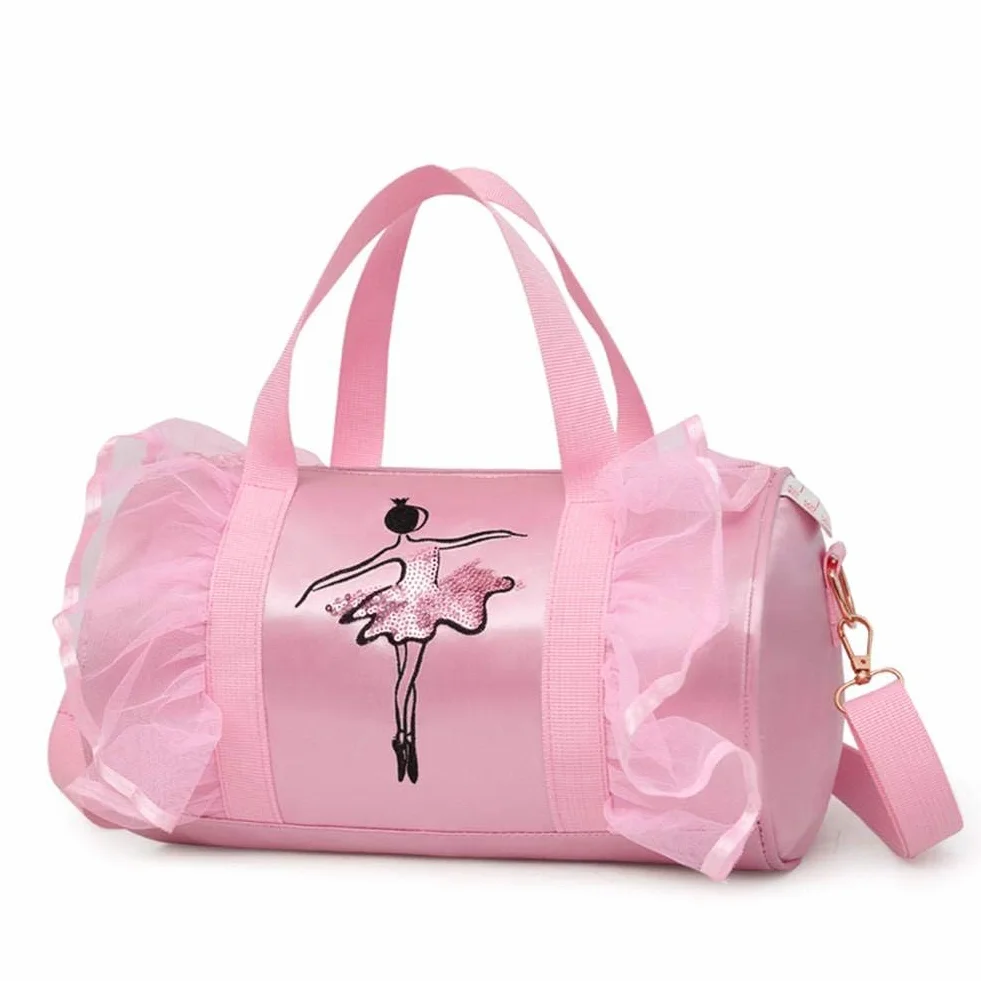 Bolso de baile de ballet para niña, bolso de mano, rosa