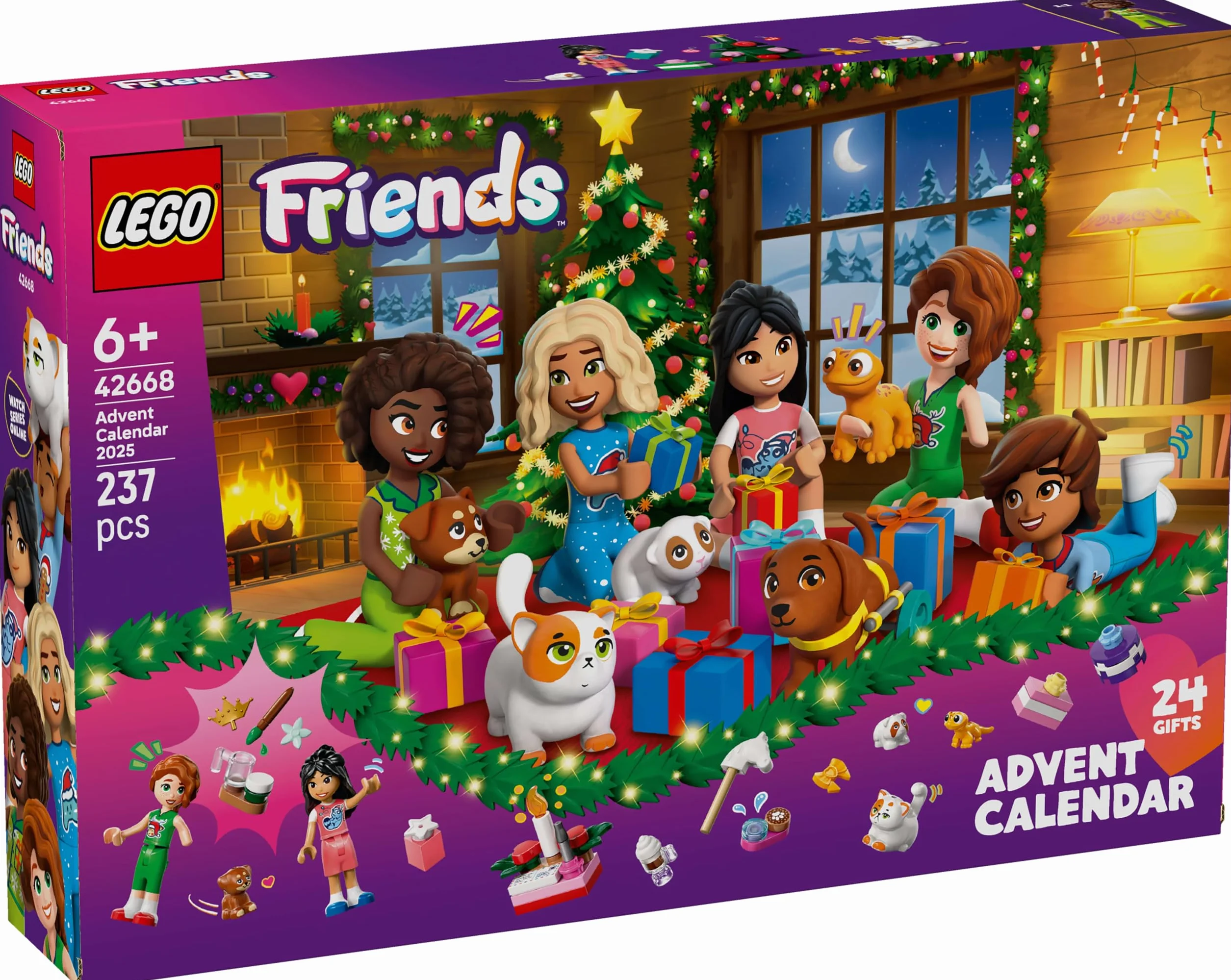 LEGO Friends Calendario de Adviento 2025 para Niñas de 6+ Años - Juguete para la Cuenta Atrás de Navidad con 24 Sorpresas Inc. 5 Mini Muñecas, 5 Figuras de Animales y Accesorios Adorables 42668