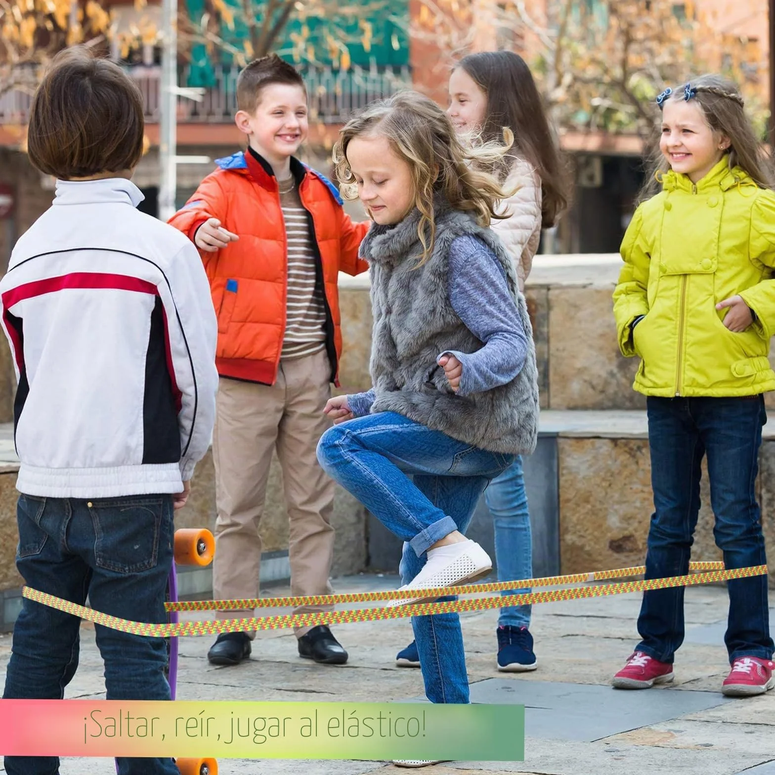DealKits Gummitwist Juego de cuerda de saltar para niños 4 m
