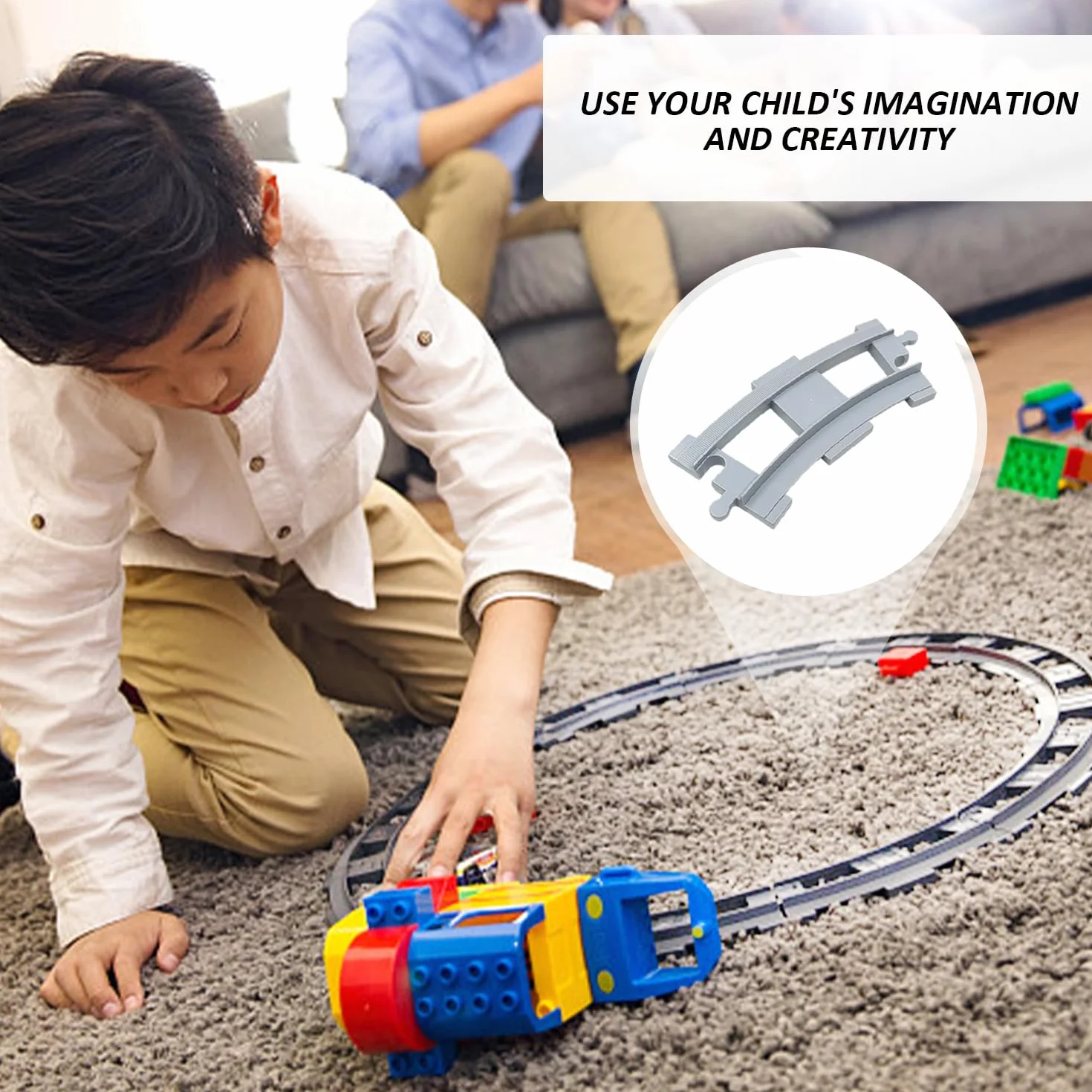 El juego de pistas de 32 piezas incluye vías rectas, vías curvas, cambios de riel y accesorios, kits de extensión de riel guía, vías de tren, trenes urbanos y accesorios para trenes