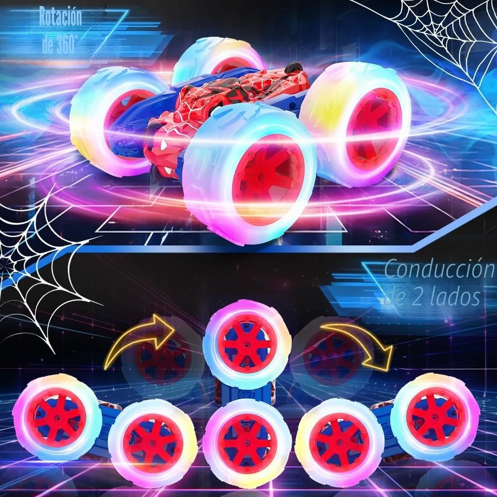 Mieryd Spider Coche Teledirigido, Acrobacia RC Carro Monster Truck 4x4 Crawler con Luz, Juguete Niño 3 4 5 6 7 8 9 Años Juego Infantile Exterior Regalo Cumpleaños Brinquedo Remote Control Car Toy