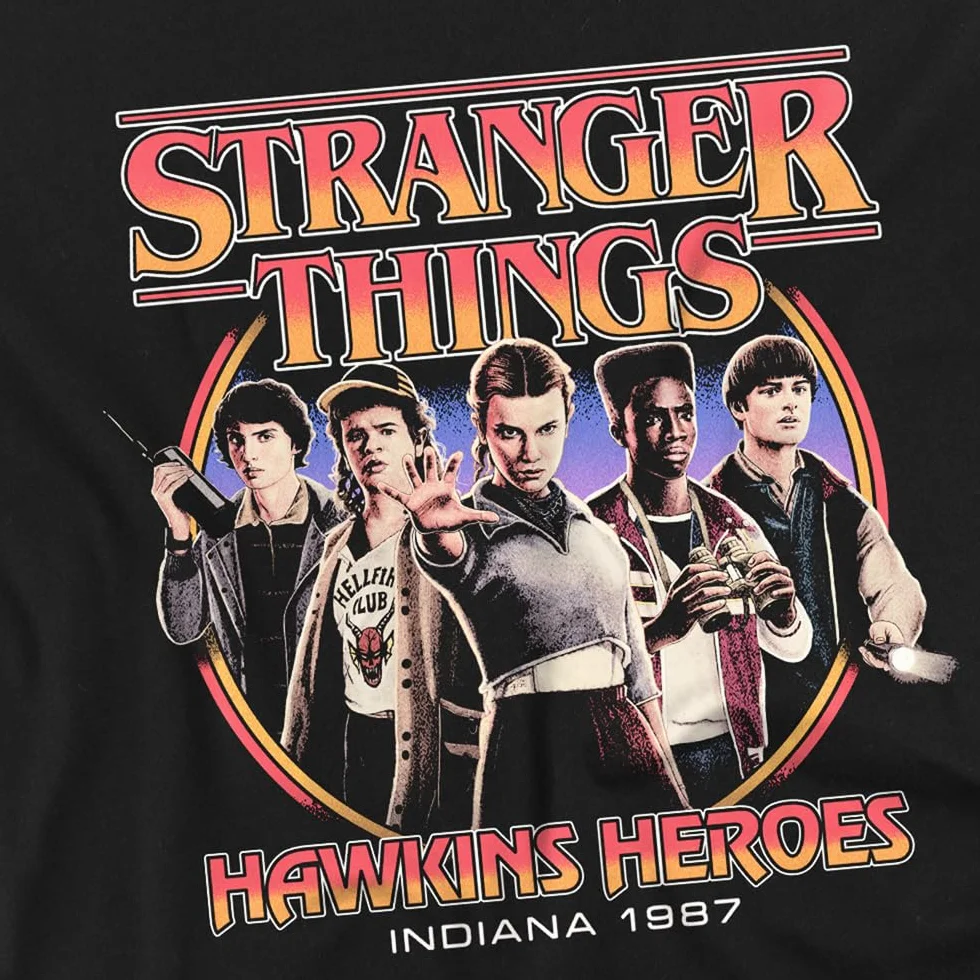 Stranger Things Hawkins Heroes Group 1987 Kids T Shirt Black