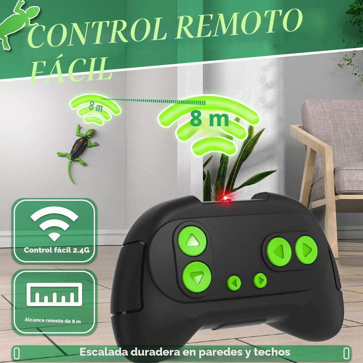 snookids Lagarto Teledirigido, Lagartija Teledirigida Gecko Radio Control Robot Juguete con Ojos LED Brillantes Movimientos Realistas, Regalos Fiesta de Cumpleaños Niños y Niñas de 3, 4, 5, 6, 7 y 8+