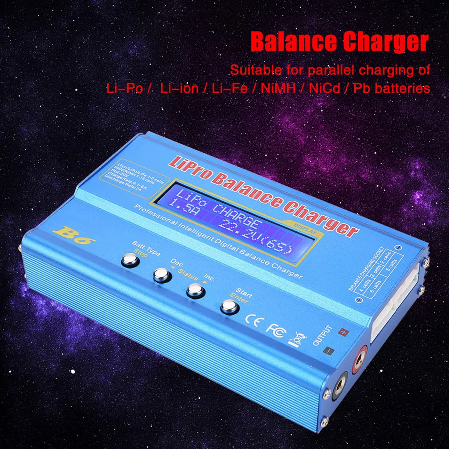 Jadeshay Cargador de Equilibrio,80W Cargador Lipo Descargador de Equilibrio para LLiPo NiMH RC Batería,con Pantalla LCD (EU Plug)