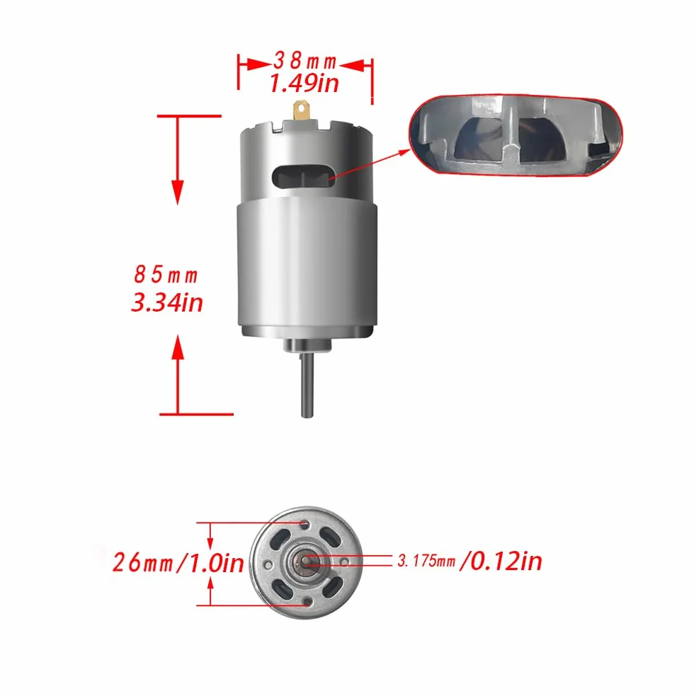 2 piezas de 12 voltios RS550 40000RPM motor de accionamiento para ruedas eléctricas Ride-Ones Motor Upgrade, accesorios de caja de cambios de motor de alta velocidad para ruedas eléctricas para niños,