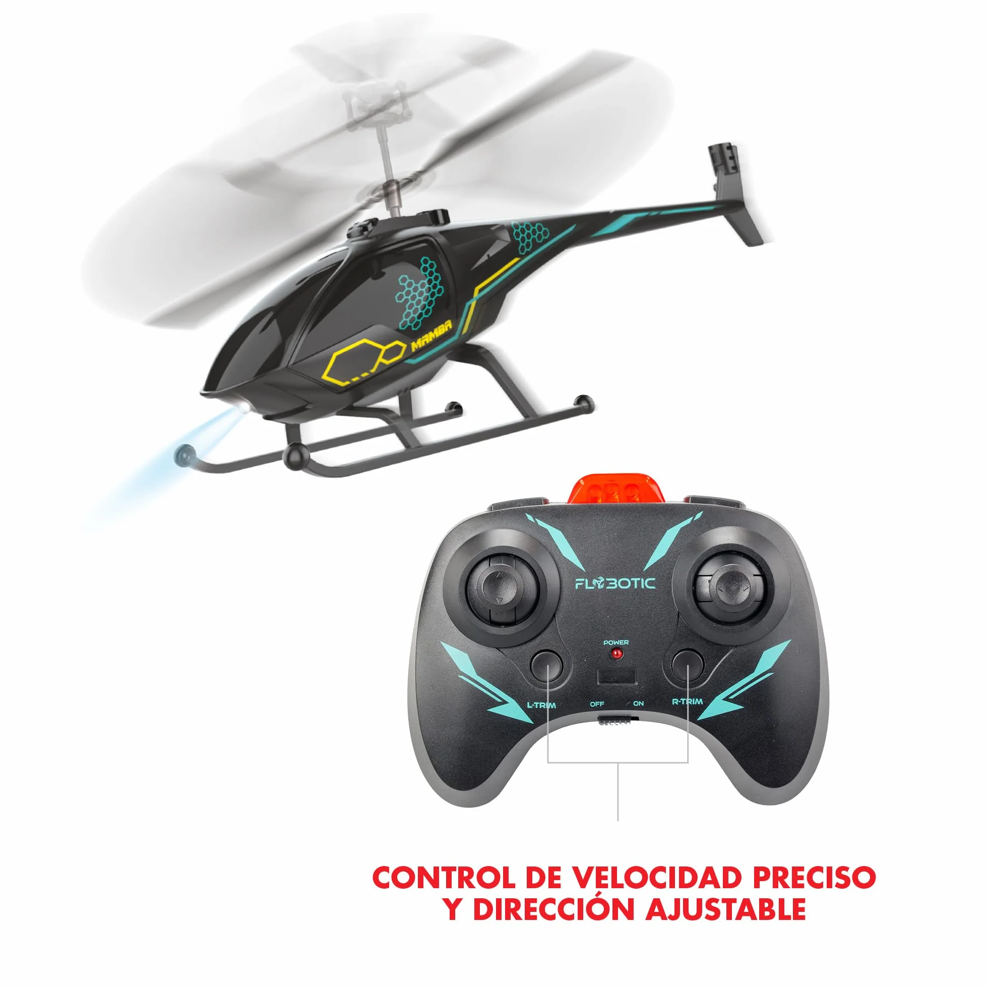 Bizak FLYBOTIC Air Mamba, helicóptero radiocontrol con 2 Canales, con Luces LED, Juguete de fácil Control con Infrarrojos para Principiantes, Regalo a Partir de 8 años de Edad, (62004753)