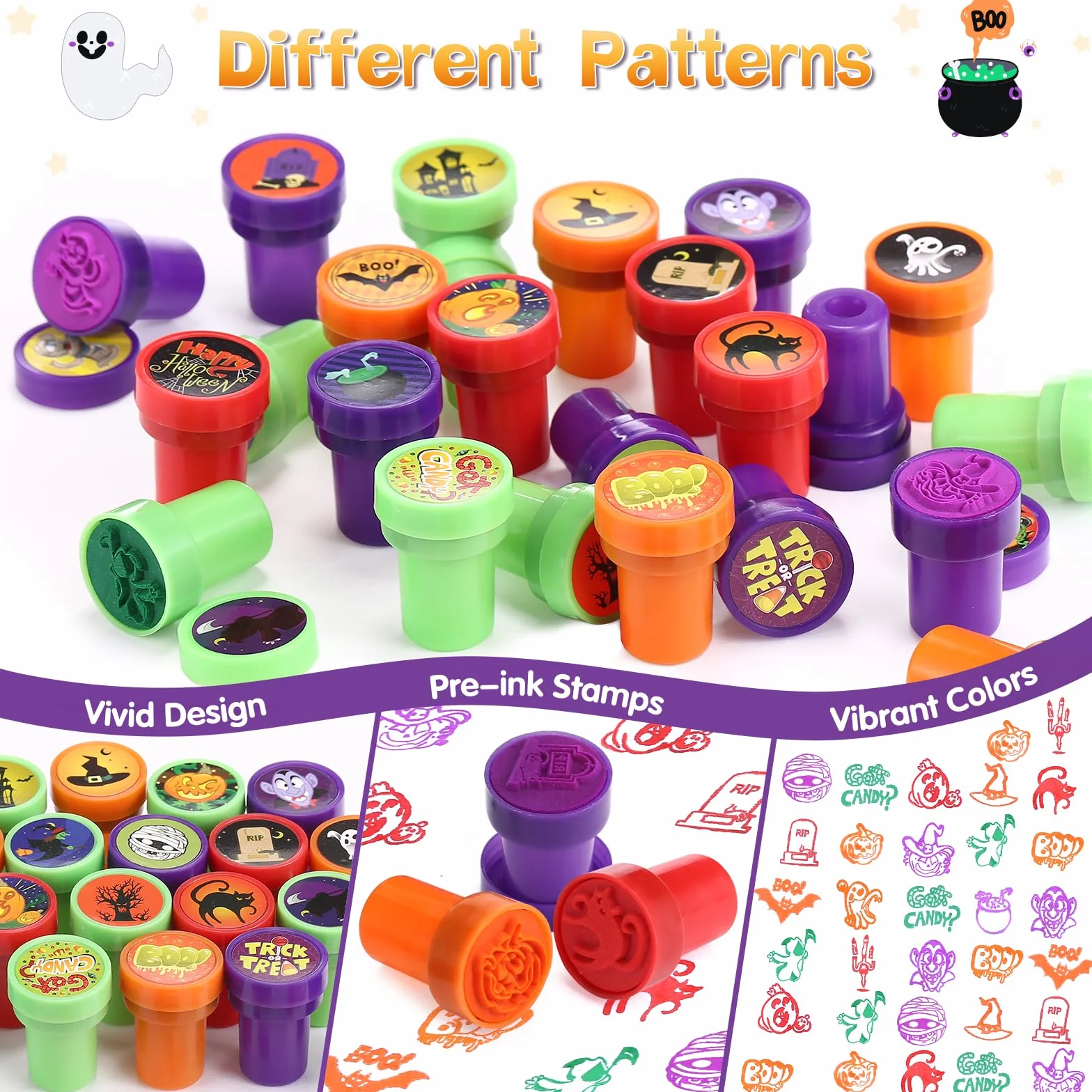 Kesote 26 Piezas Sellos de Halloween Juego de Sellos Multicolores Sellos Infantiles para Niños Manualidades para niños