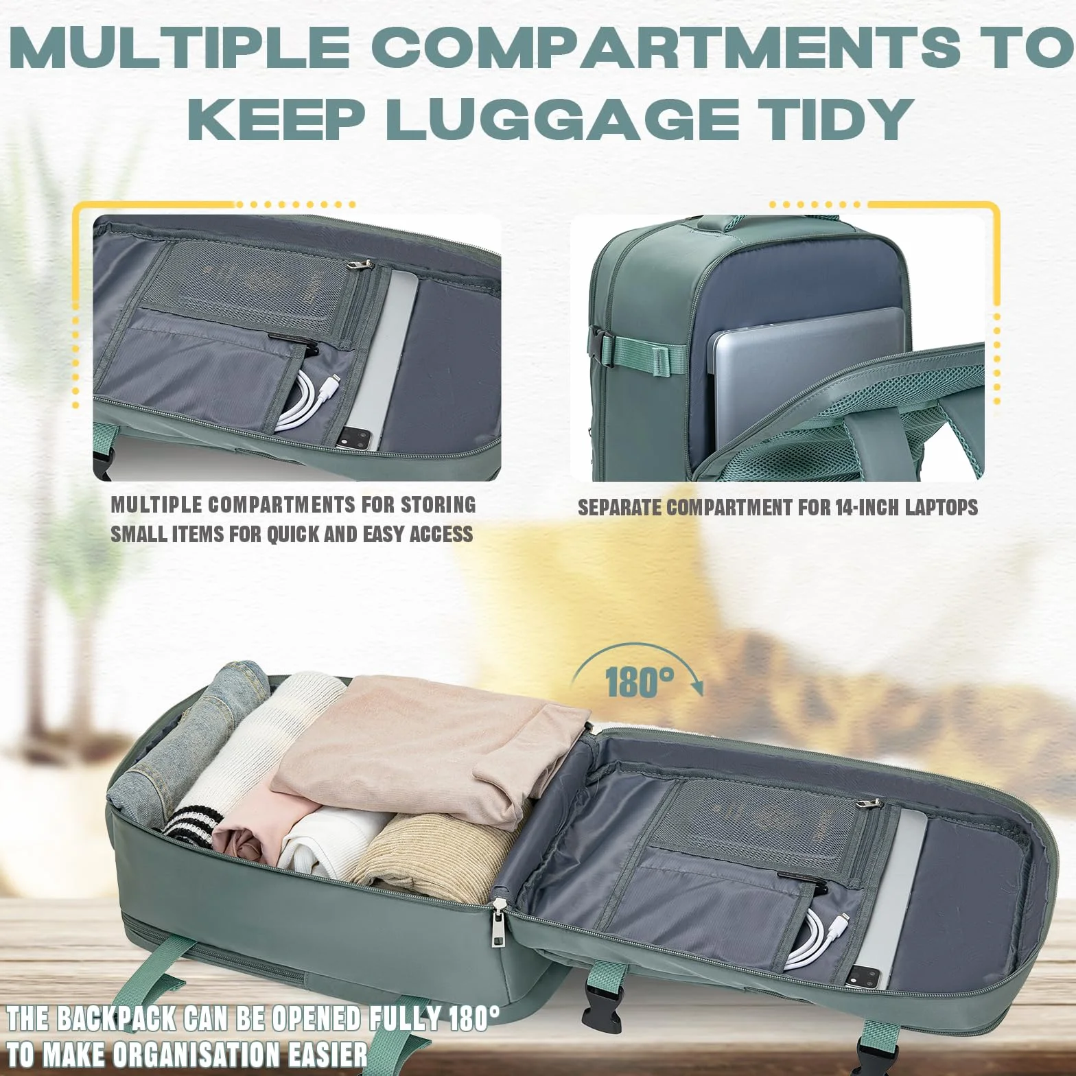 VMIKIV Mochila 40x30x20 Mochila Viaje Cabina Avion 40x20x25 para Ryanair Vueling Wizz Air Equipaje de Mano con Bolsillo Antirrobo Mochila Resistente al Agua con Compartimentos