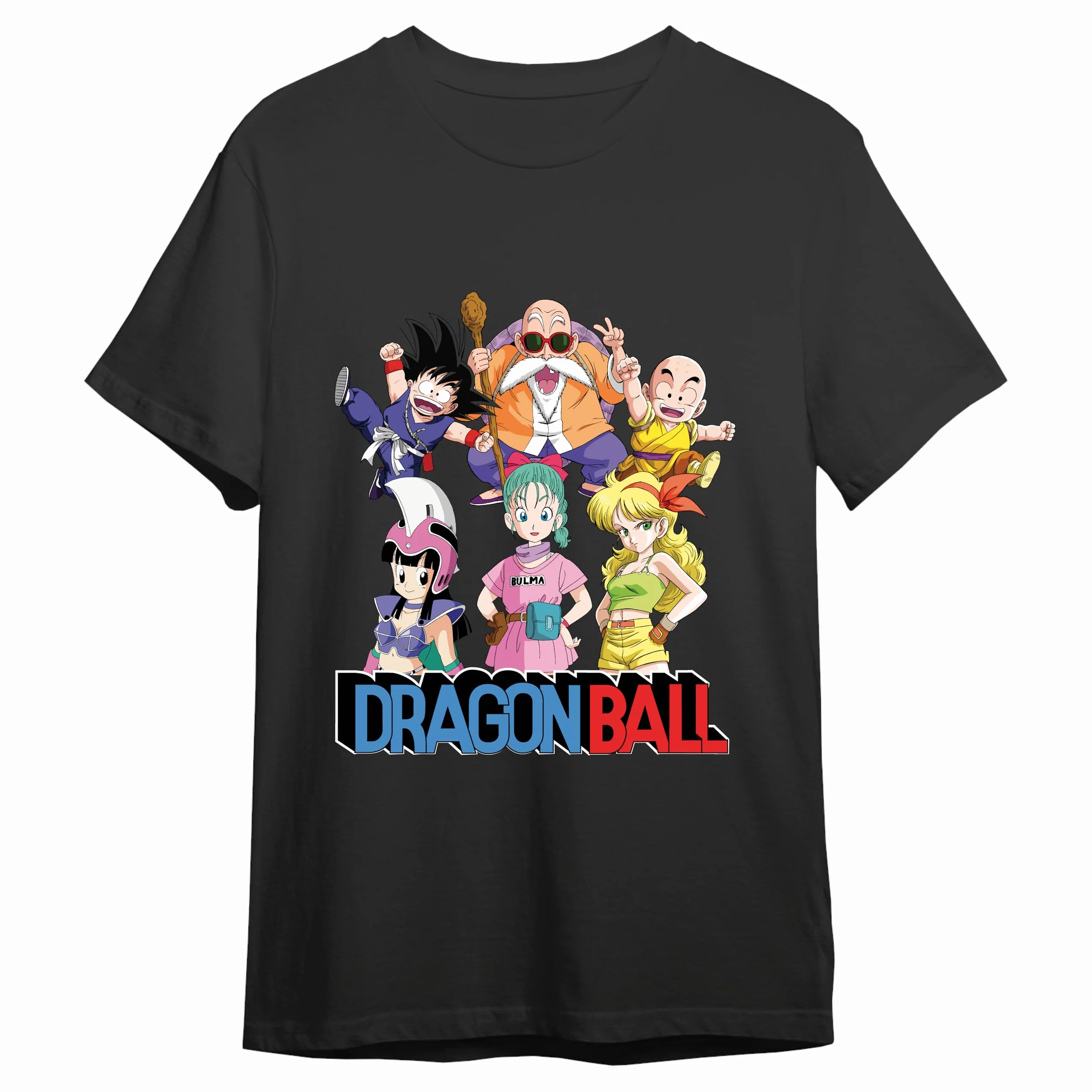 Dragon Ball Goku Krillin Bulma Chichi Kamesennin Black Short Sleeve T-Shirt Unisex Adulto