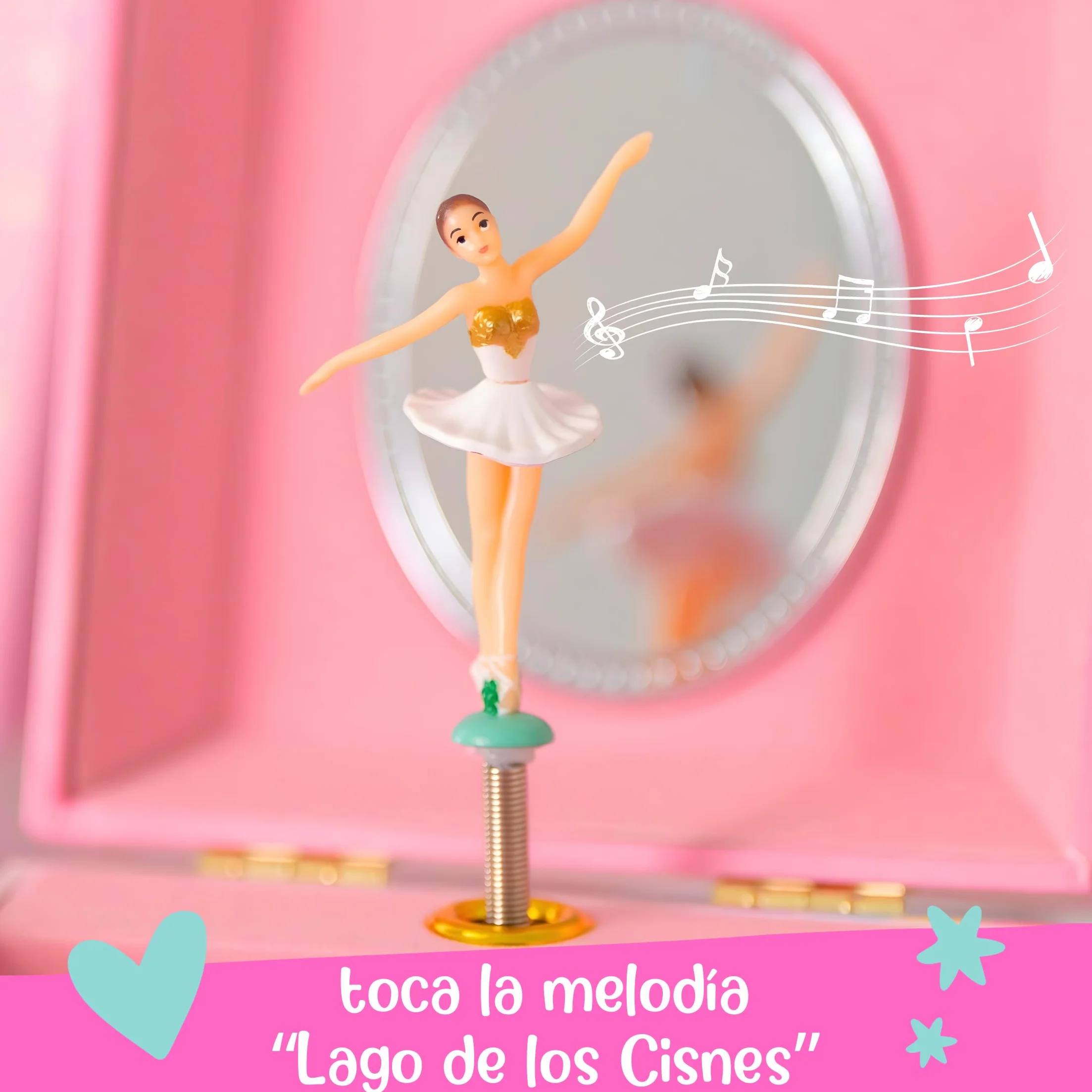 Giggle & Honey® Caja de Música con Bailarina para Niñas - Joyero Musical Niña con Espejo, Caja Musical Bailarina, Joyero Infantil, Joyeros Niña, Regalo Cumpleaños Edades 3-10