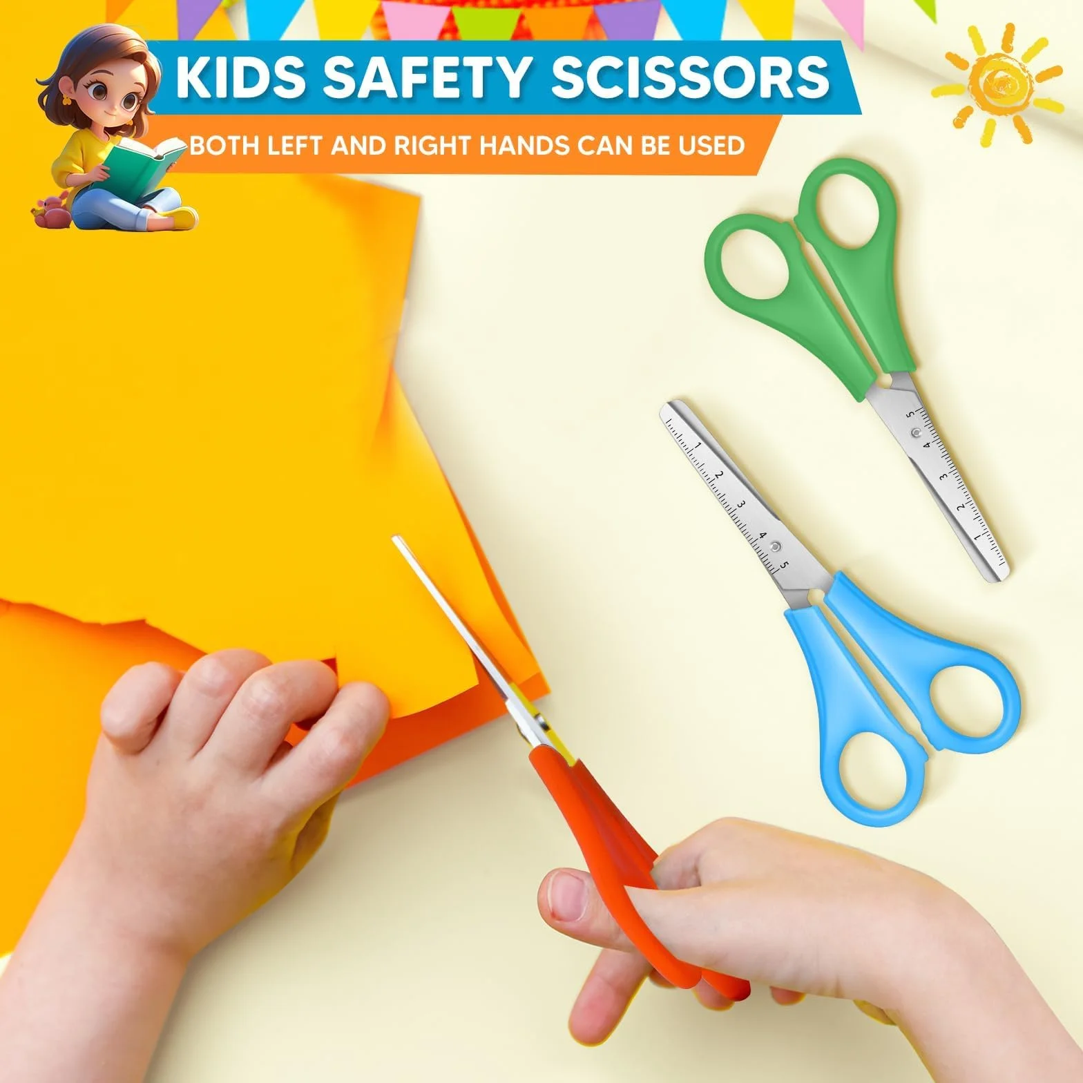 15 Piezas Tijeras de Seguridad para Niños, Escolares con Punta Redonda, para Zurdos y Corte de Papel en Color