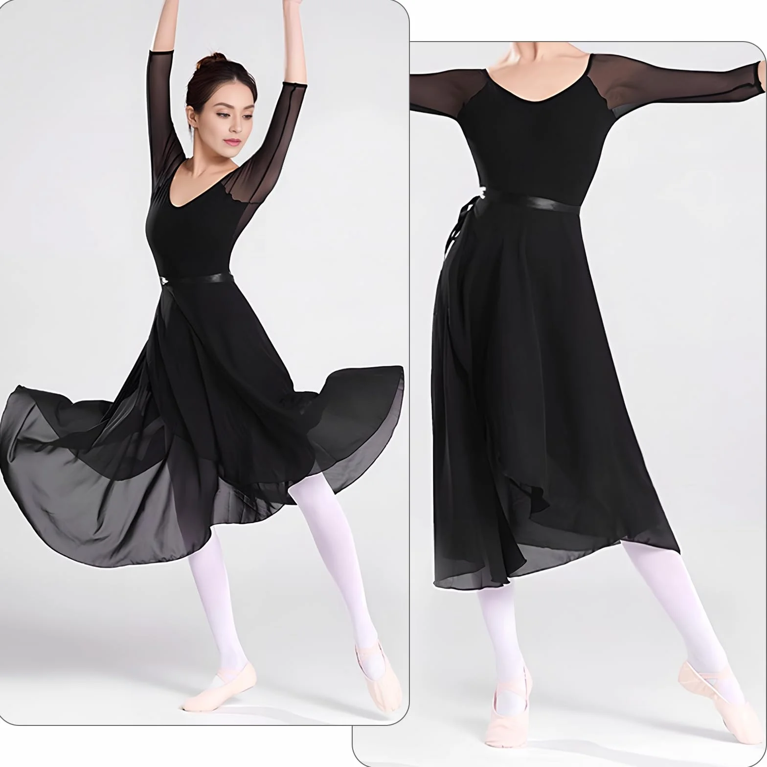Amexo Falda Cruzada de Ballet Ajustable - Tutú de Gasa para Danza