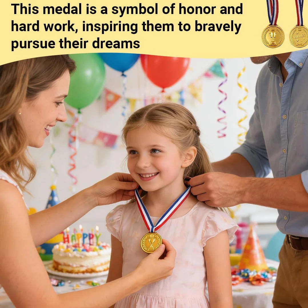 Medallas Niños 20 Piezas Medallas de Ganador de Oro Plástico Deportivas con Cintas para el Cuello