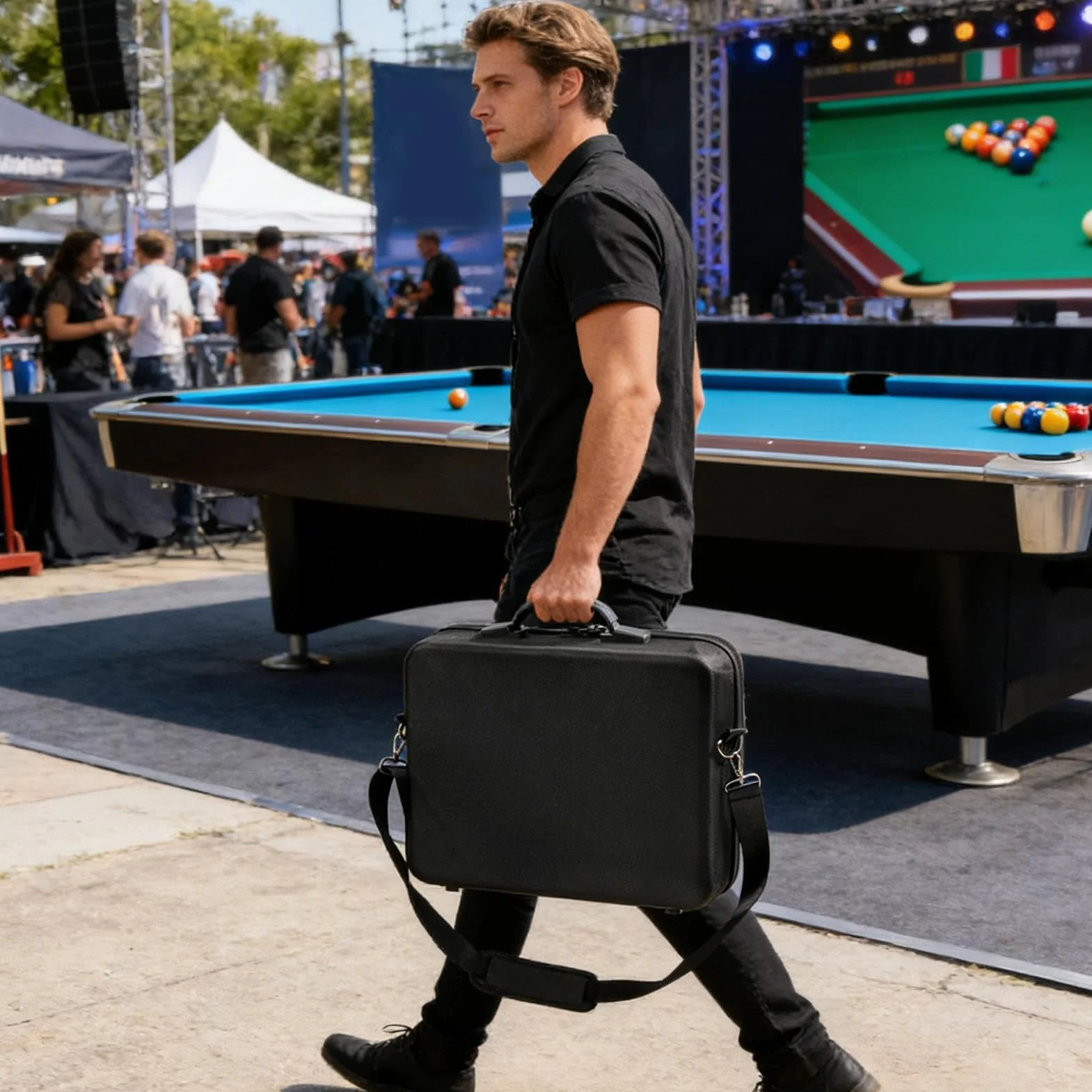 Pool Ball Case EVA Large Capacity Portable Organizer Padded Billiard Carrying Bag for Travel Training