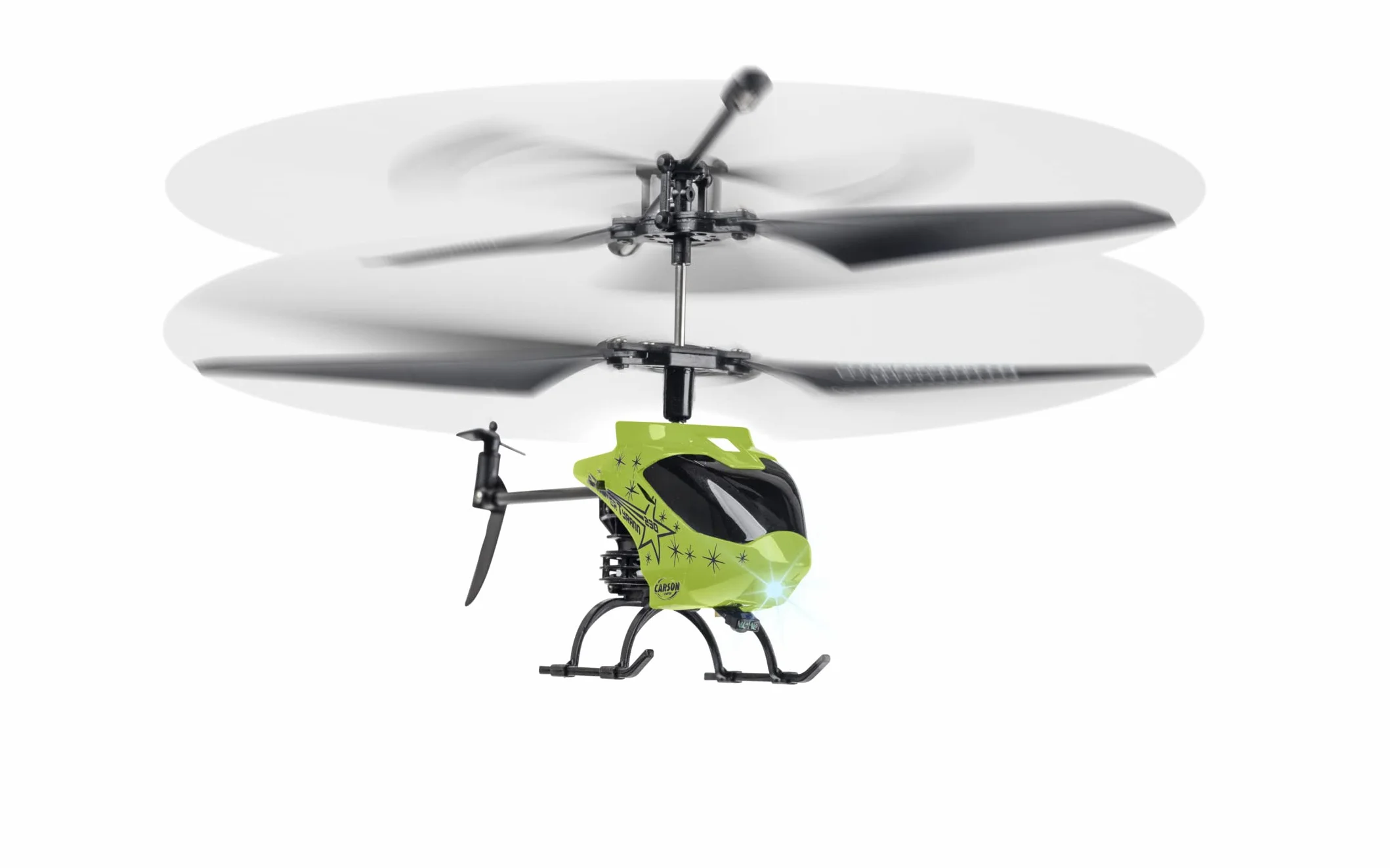 Carson 500507182 Starter Tyrann 230 IR 2Ch RTF Verde: Helicóptero para Principiantes, RC, Juguete a Control Remoto, de Interior
