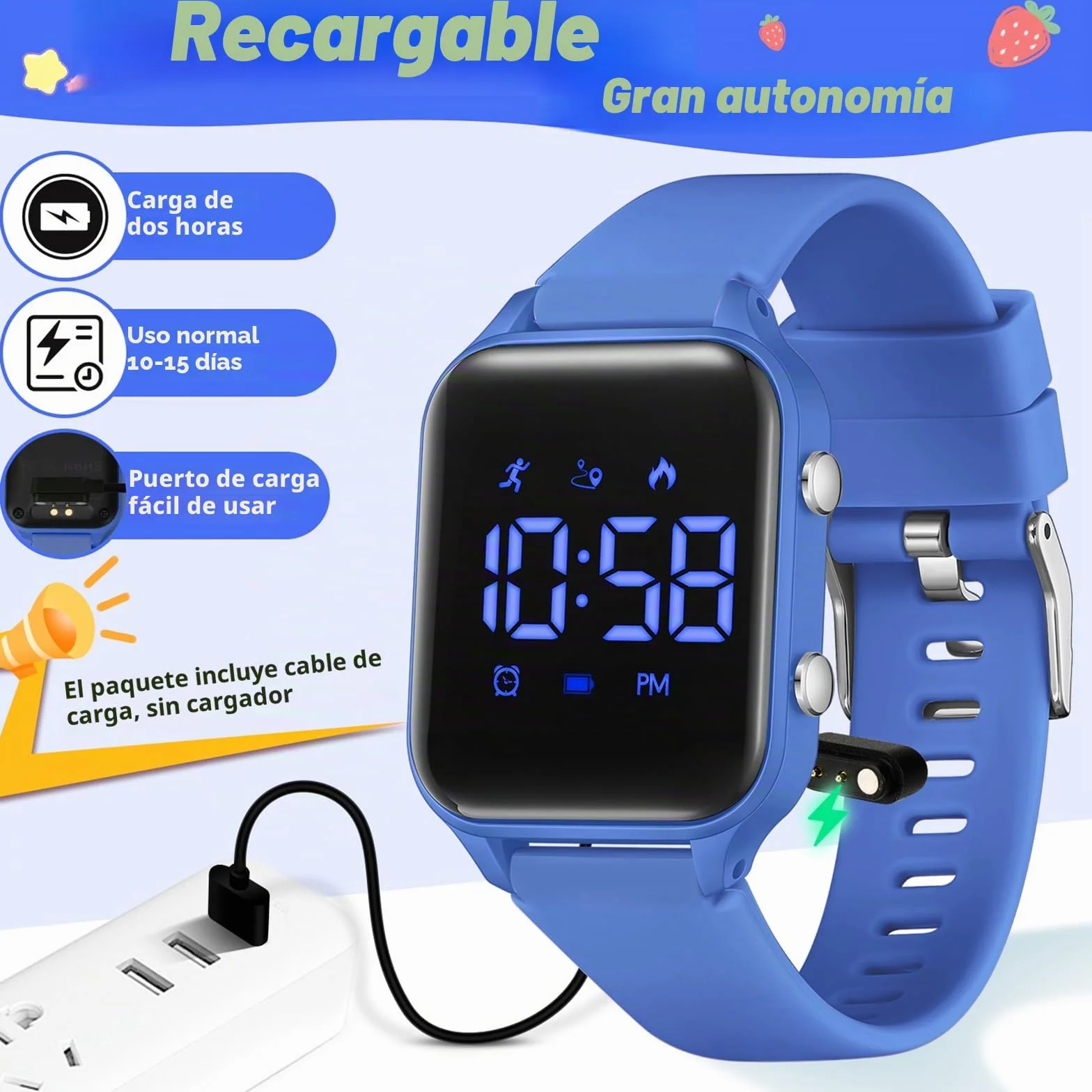 Timever Reloj Digital Deportivo para niños y niñas con Podómetro, Despertador, Cronómetro, Luz, Fecha, Correa de Silicona
