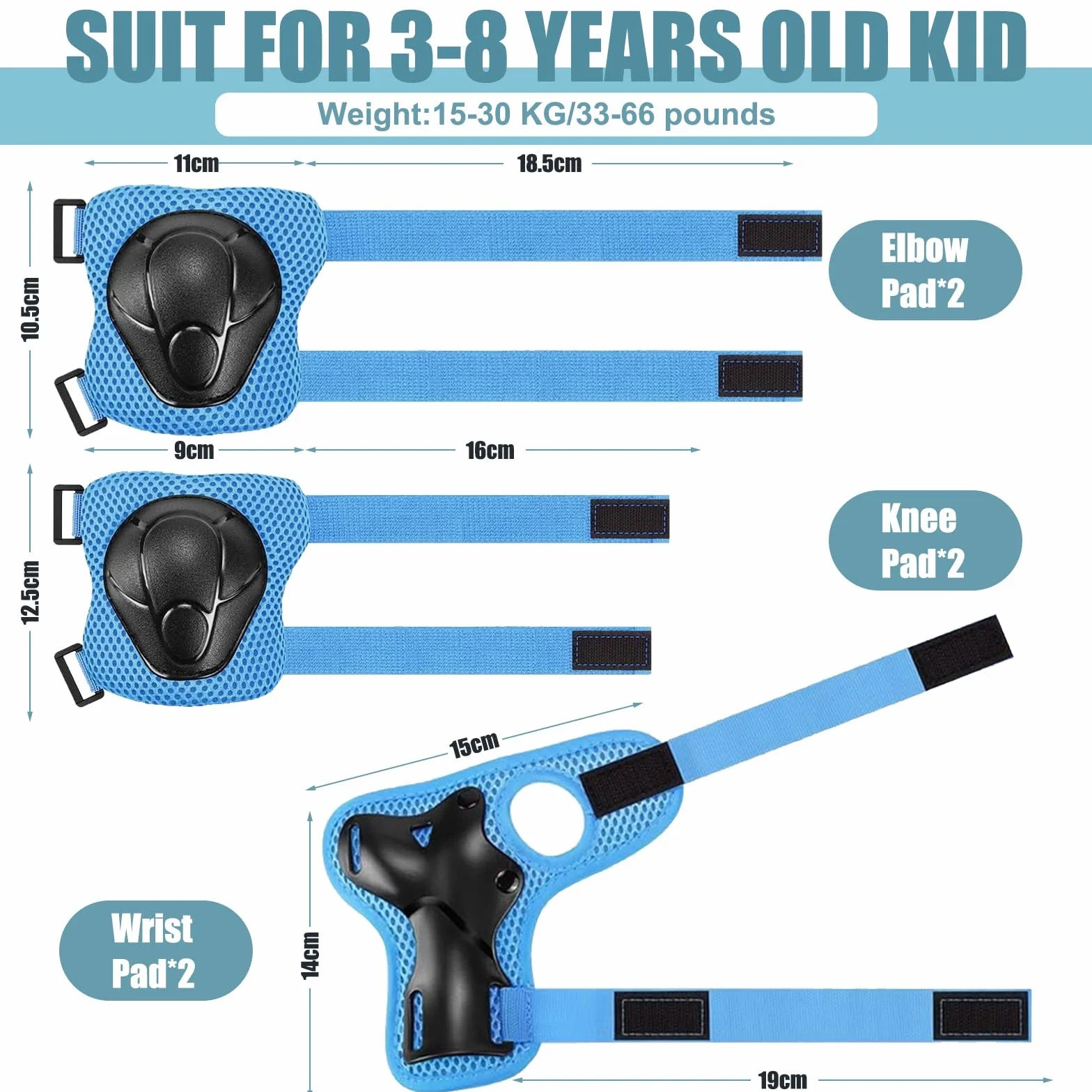 Rodilleras y Coderas para Niños 6 en 1 Ajustables para Monopatín, Patines, Hoverboard