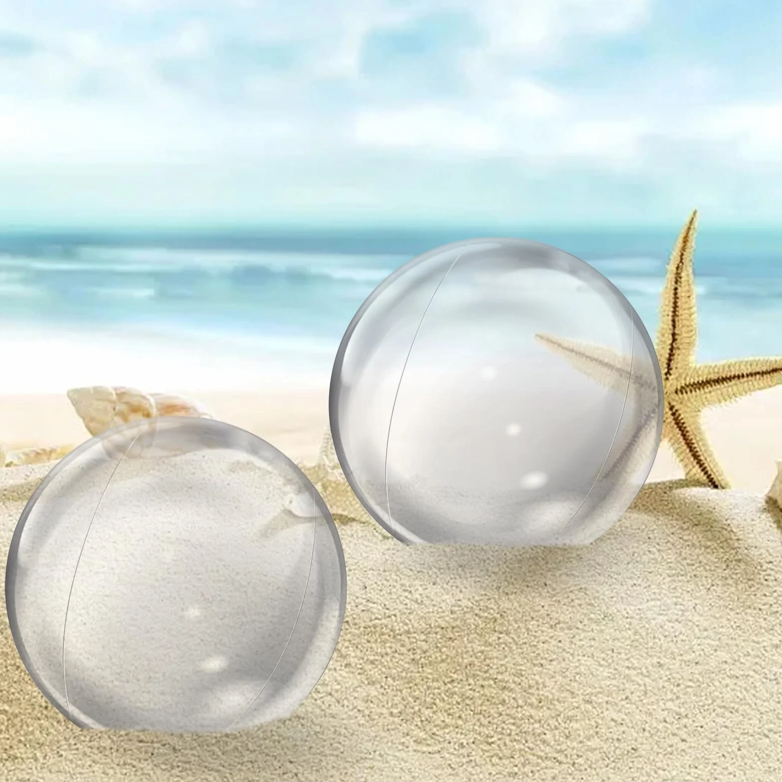 Pelota Transparente Inflable 2 Piezas Pelota Inflable Playa PVC Pelota Piscina Hinchable para Juguetes de Playa, Fiesta de Verano