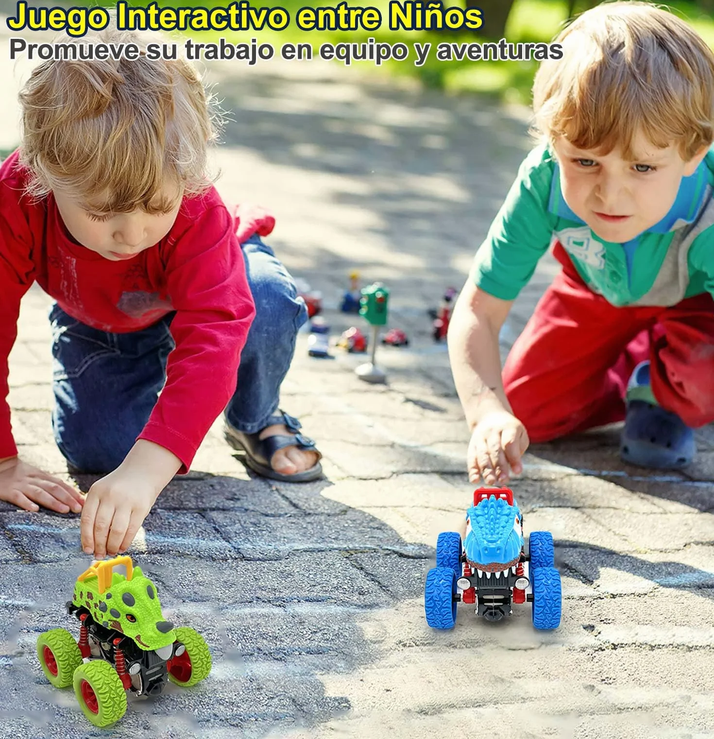 Coches para Niños 2 Años, Pack de 2 Dinosaurios Coches Juguetes Niños 2 3 Años con Impulsados Fricción, Monster Truck Coches Cars Camion Juguete Regalos Niños 2 3 4 5 Años