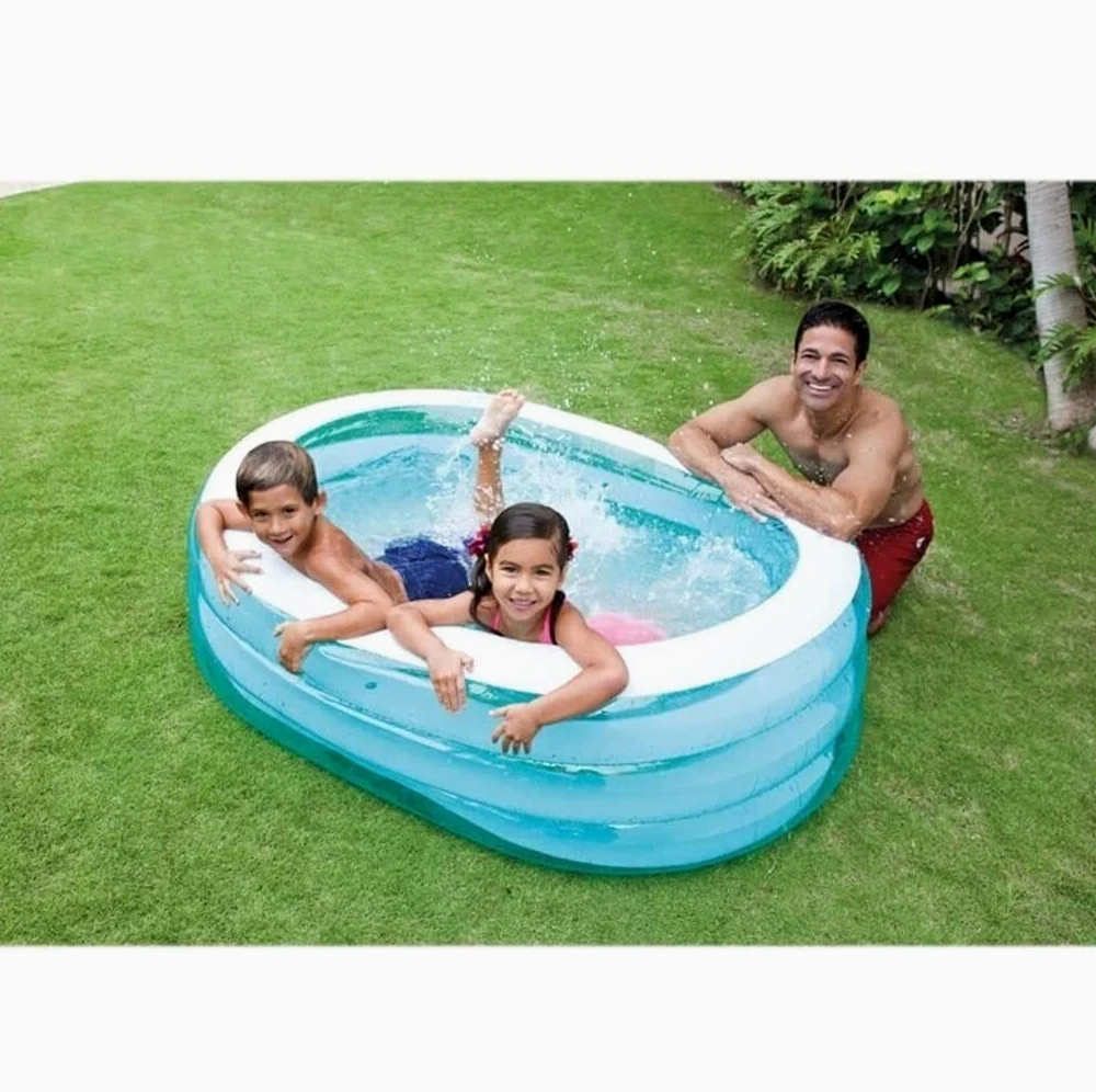 Piscina de jardín, Piscina Infantil Hinchable Azul 163x107x46cm