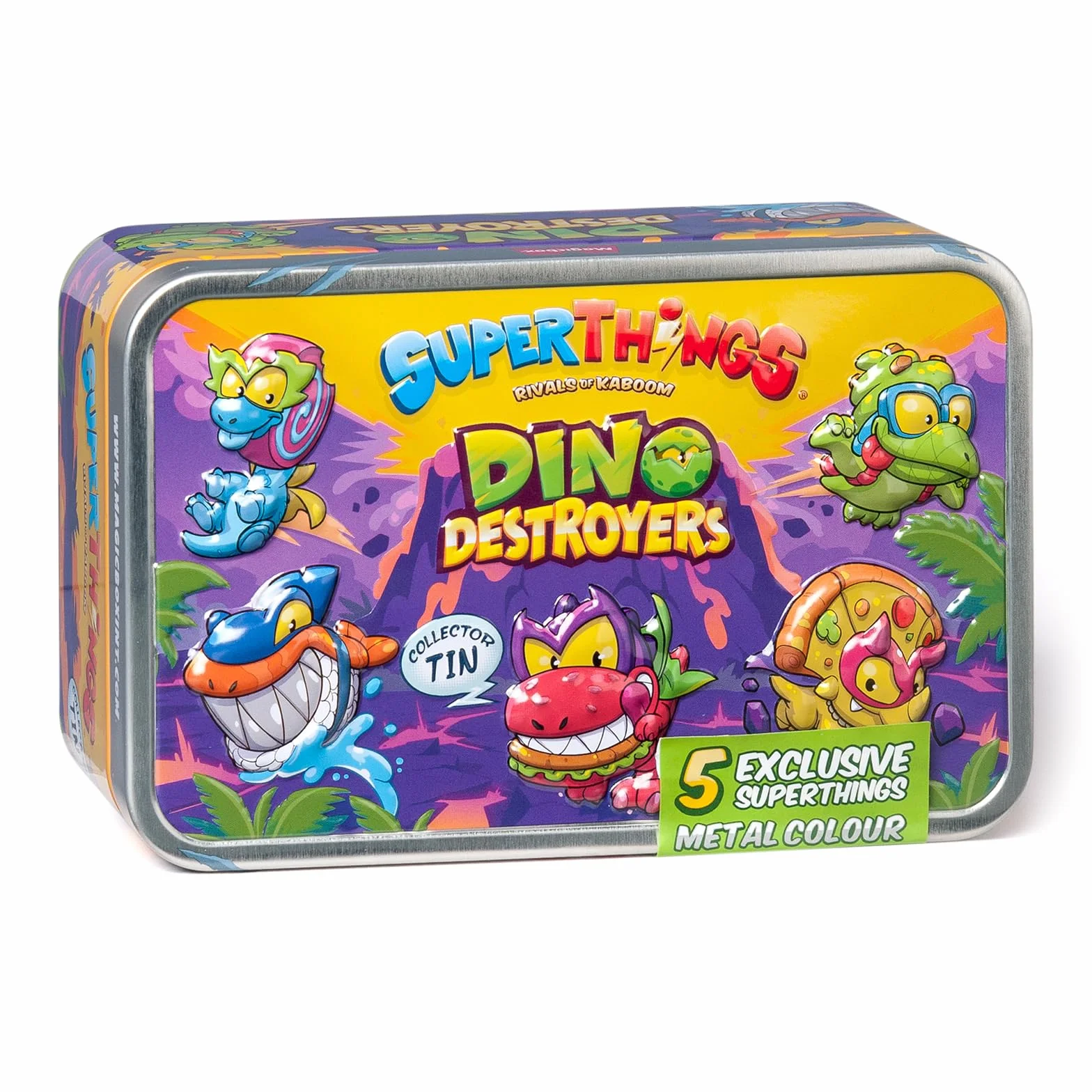 SUPERTHINGS Tin Dino Destroyers Lata 5 SuperThings Dinosaurios Exclusivos Metalizado
