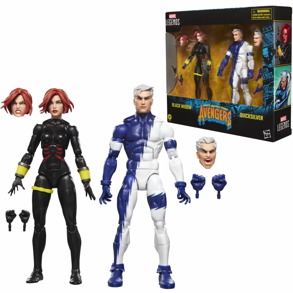 Marvel Legends Series, Black Widow y Quicksilver, Avengers: The Crossing, Figuras coleccionables de 15 cm inspiradas en los cómics