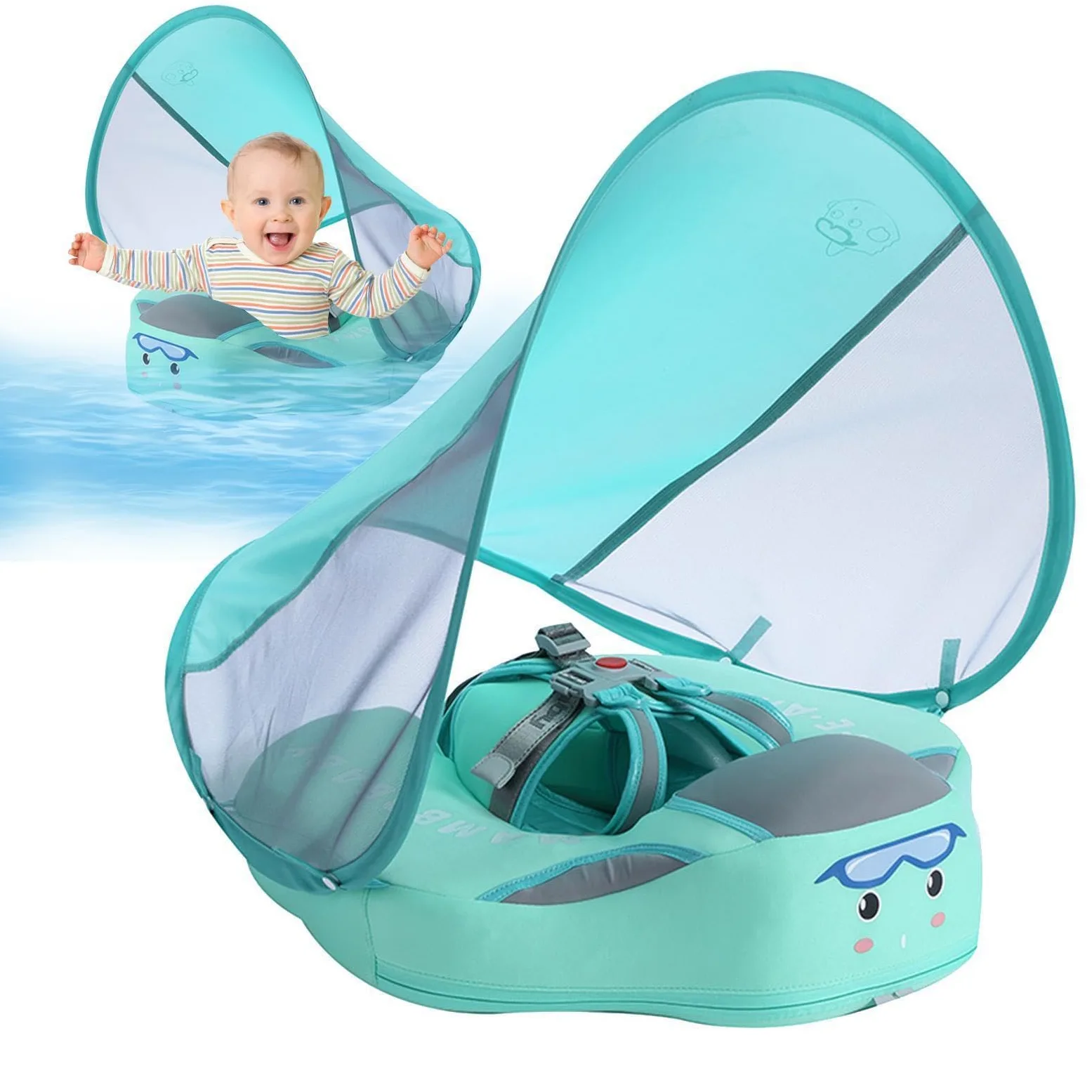 Flotador para Bebé con Sombrilla Flotador Infantil para Piscinas | Flotador De Exterior Con Protección Solar Para Verano, Playa, Lagos Y Vacaciones Para Bebés De 3 A 24 Meses