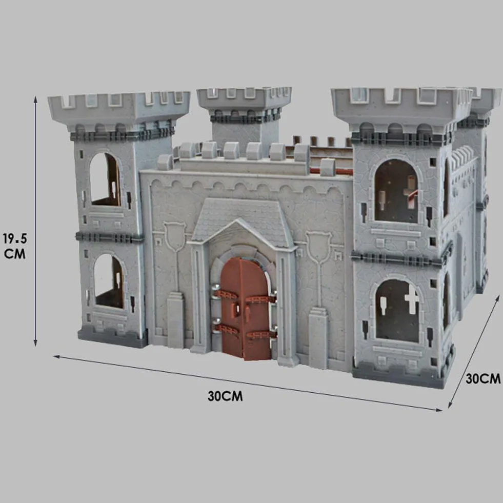 Asudaro Modelo de juguete de caballero romano antiguo DIY modelo de juguete medieval en miniatura incluyendo castillo carro soldado figura medieval caballero plástico figura de acción castillo playset