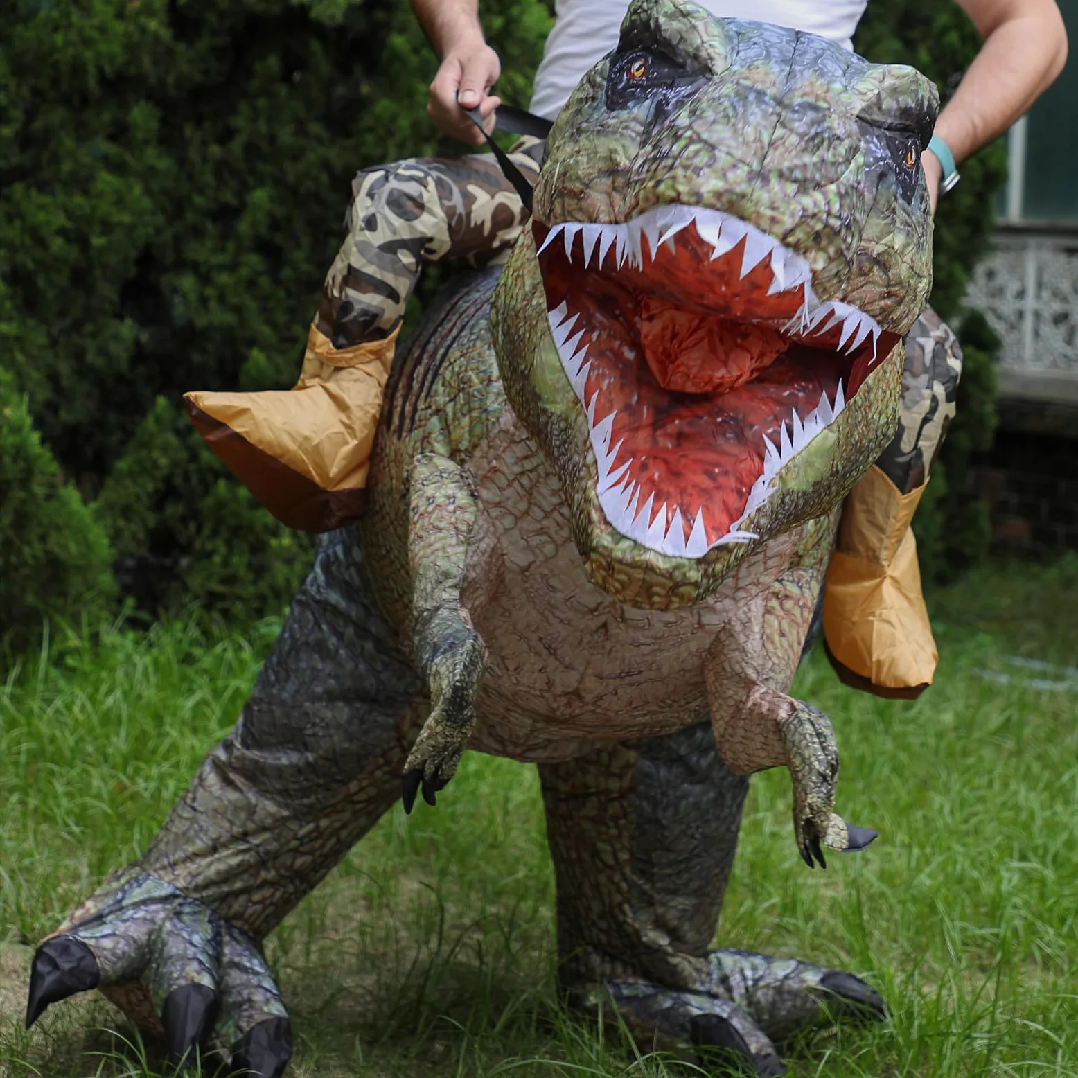 LMYOVE Disfraz inflable de dinosaurio de Halloween para adultos, divertido disfraz de Halloween para mujeres y hombres (pilas no incluidas)