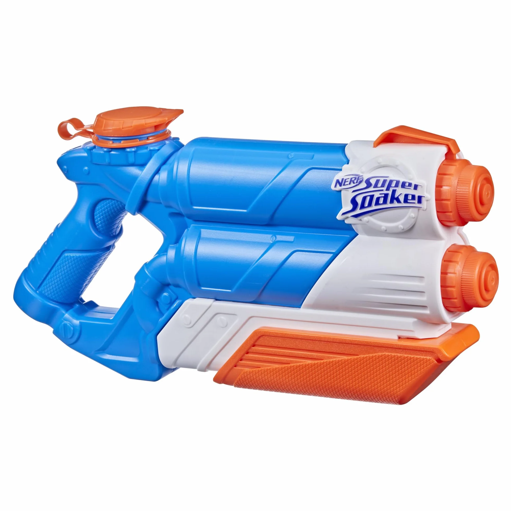 Nerf Super Soaker Twin Tide Lanzador de agua de bombeo 2 cañones Juguete agua al aire libre