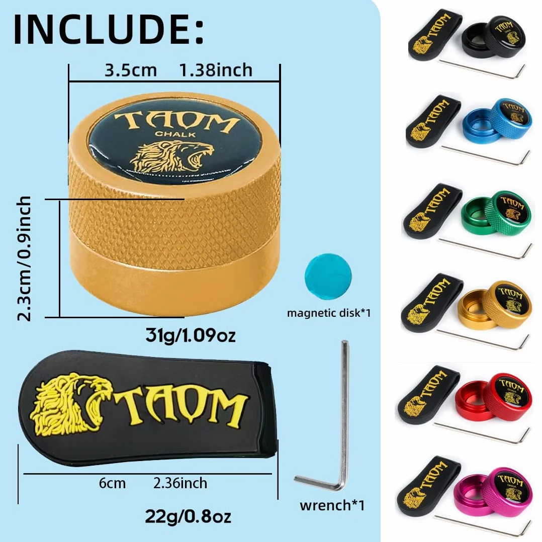 TAOM Soporte de Tiza para Piscina Forma Redonda Accesorios Billar Magnética Mini Tiza Punta Caja Contenedor