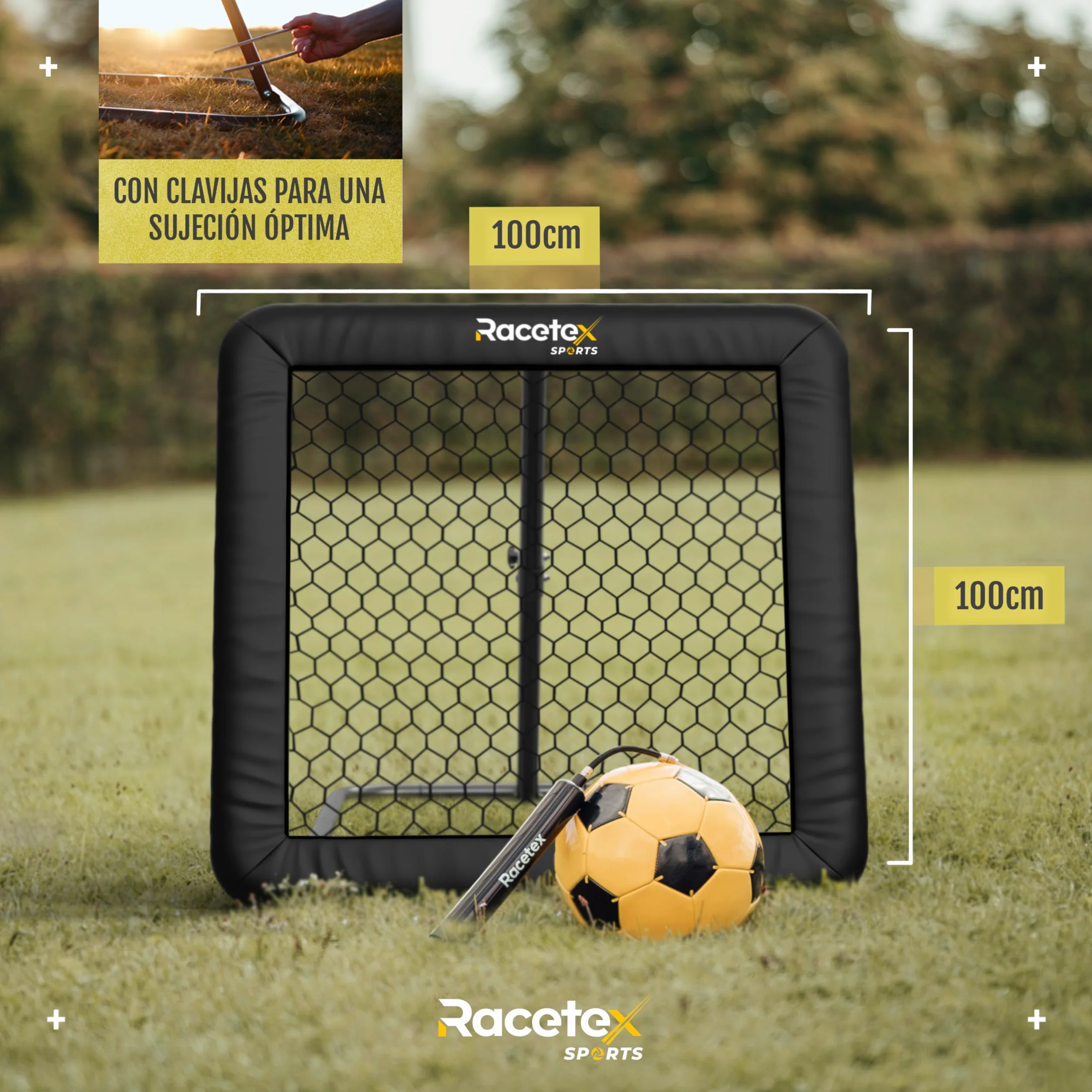 Racetex Fútbol Rebounder Negro Acero Inoxidable
