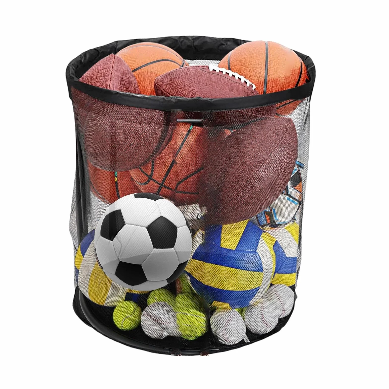 Organizador de Balones Deportivos Portátil con Malla de Gran Capacidad para Exterior Jardín