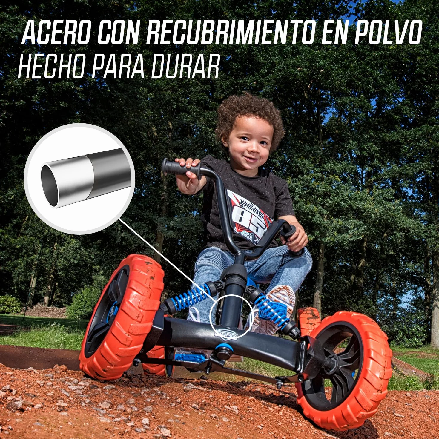 BERG Kart a Pedales Buzzy Nitro | 2-5 años, cuadro resistente, asiento regulable, volante regulable