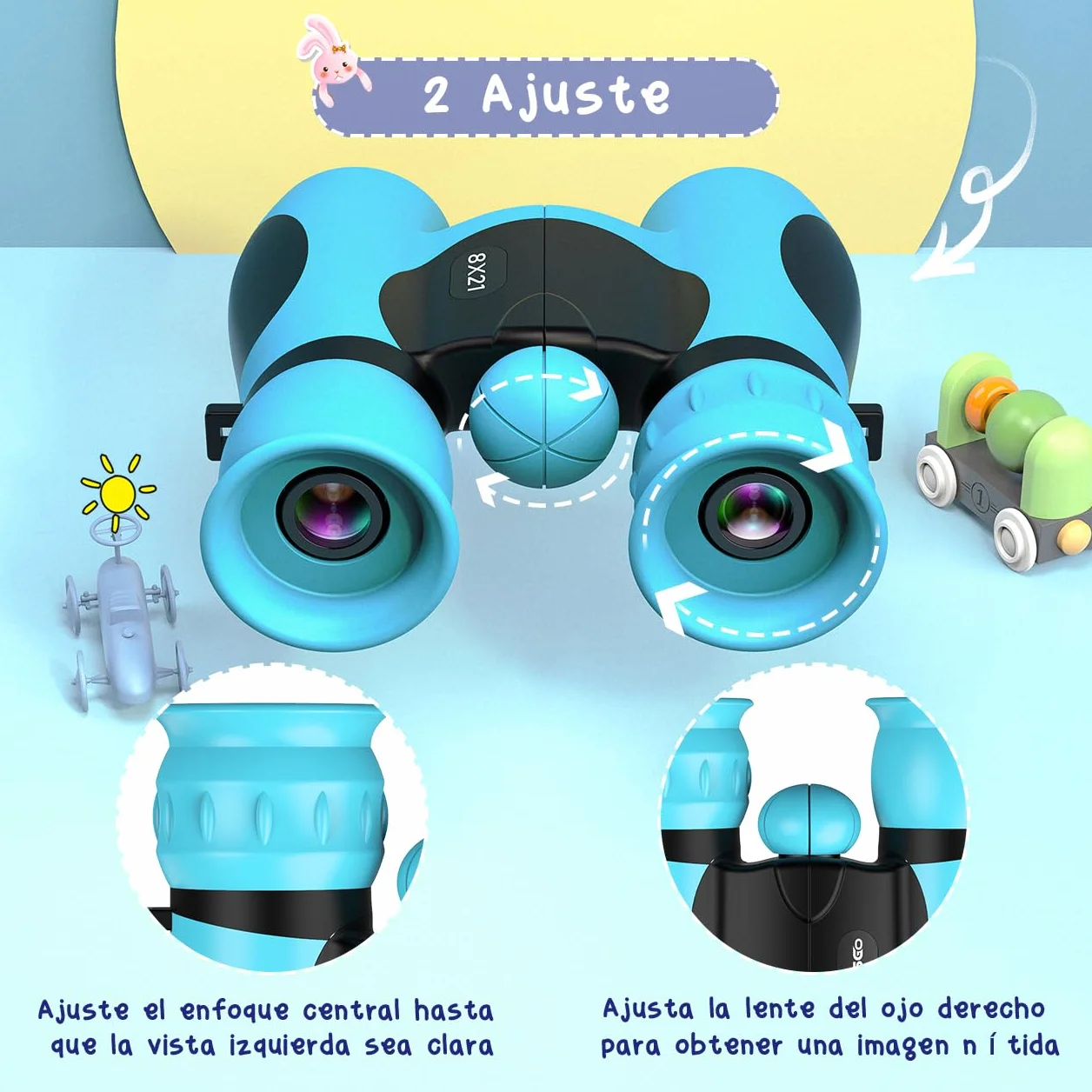 Prismaticos Niños 8x21 con Guía de Aves, Binoculares Juguetes Juego Niños Regalos de Cumpleaños - Ideal para Birdwatching, Regalo Familiar y Educativo