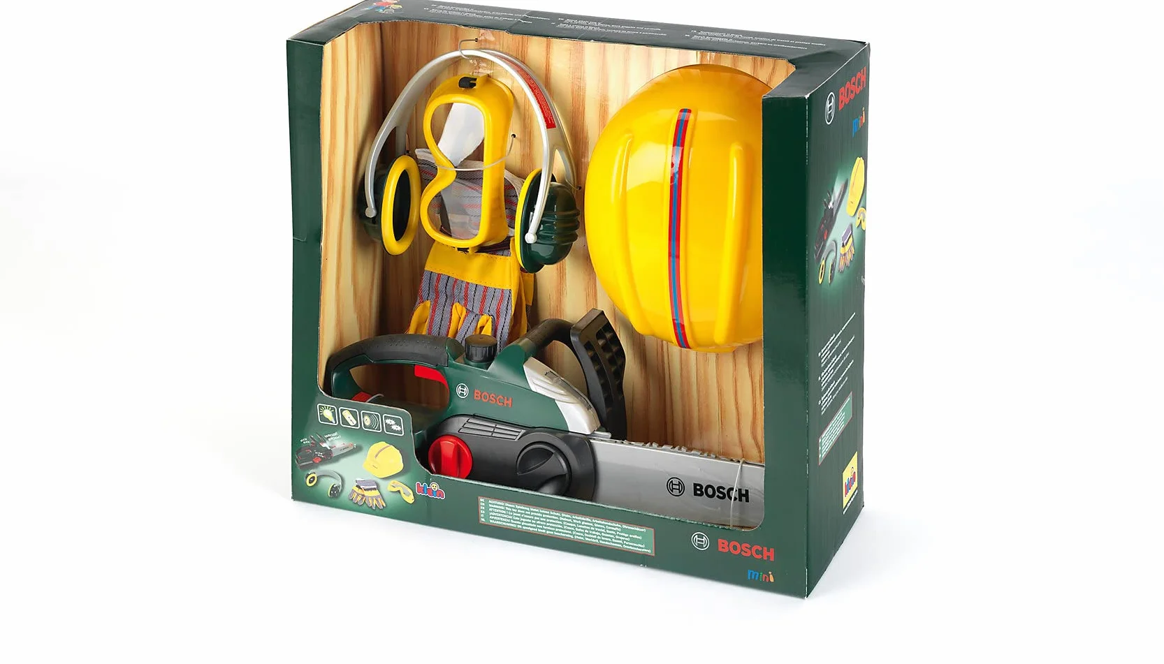 Theo Klein 8532 Bosch Chainsaw I with Battery - Powered Sawing Noises and Flashing Light I Protective Equipment Included I Toy for Children Aged 3 Years and up